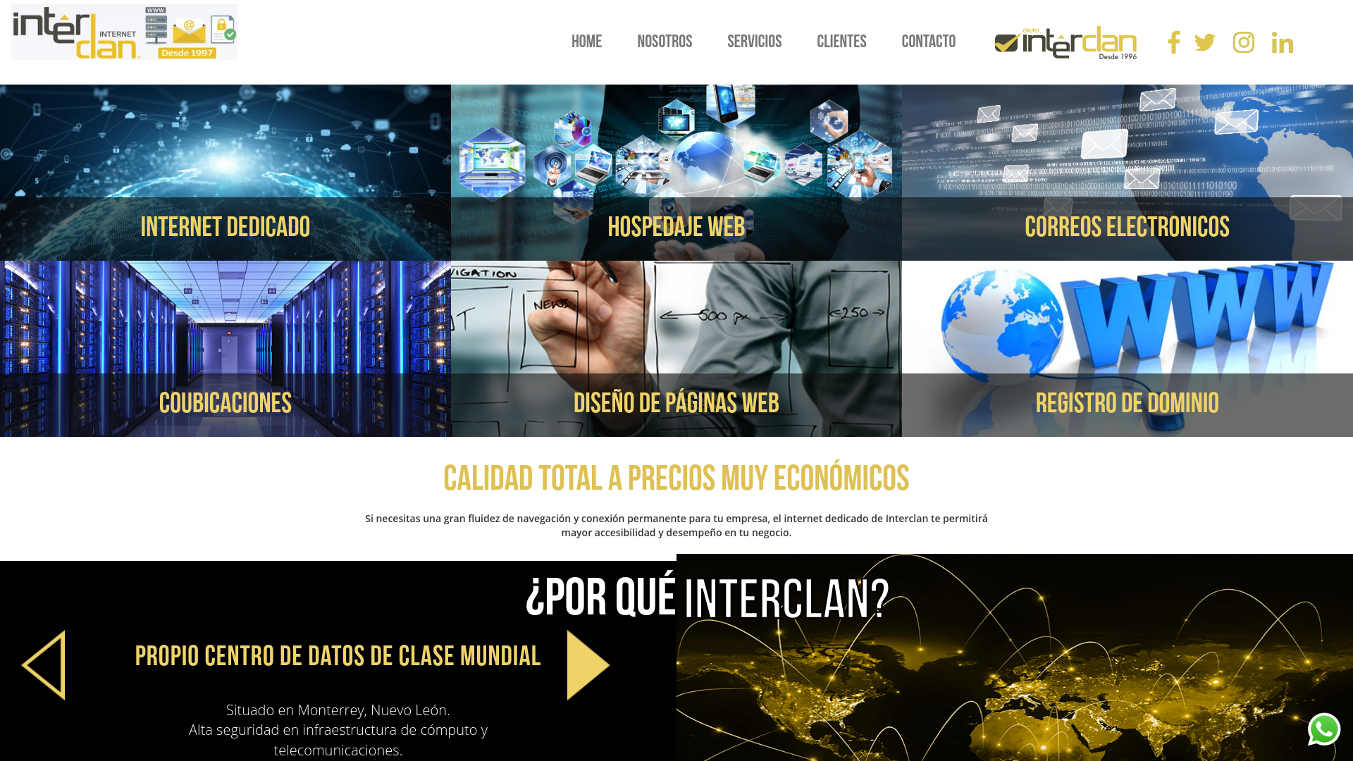 website screenshot of https://interclaninternet.mx