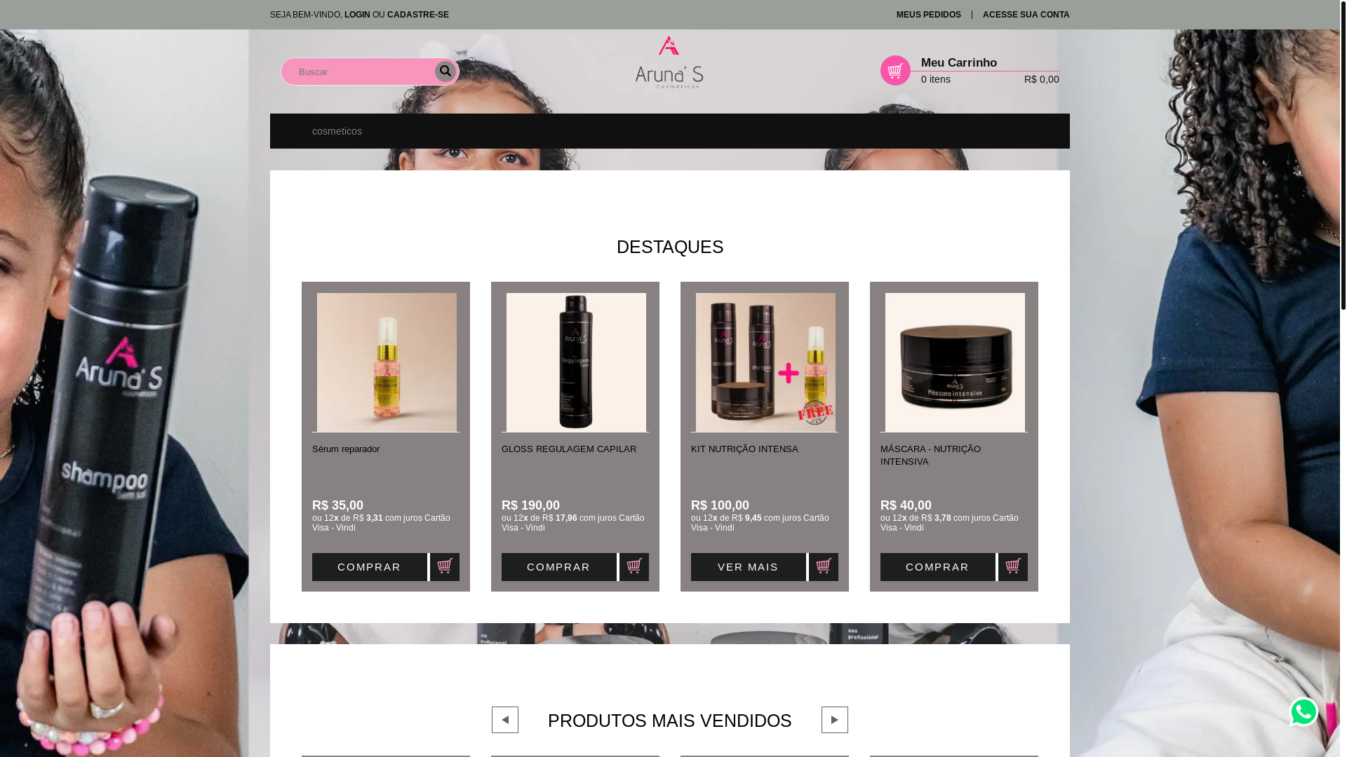 website screenshot of https://anuriscosmeticos.com.br/