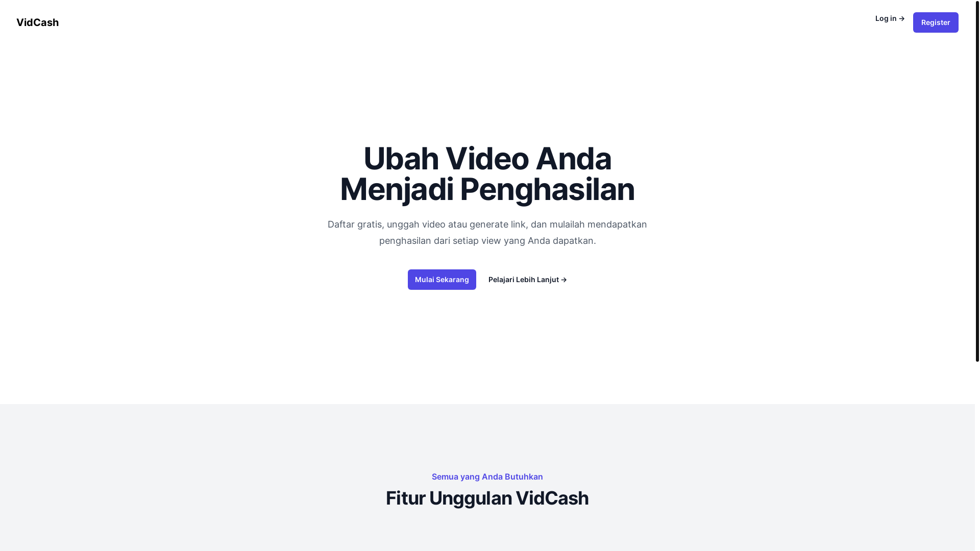 website screenshot of https://vidcash-client.pages.dev/