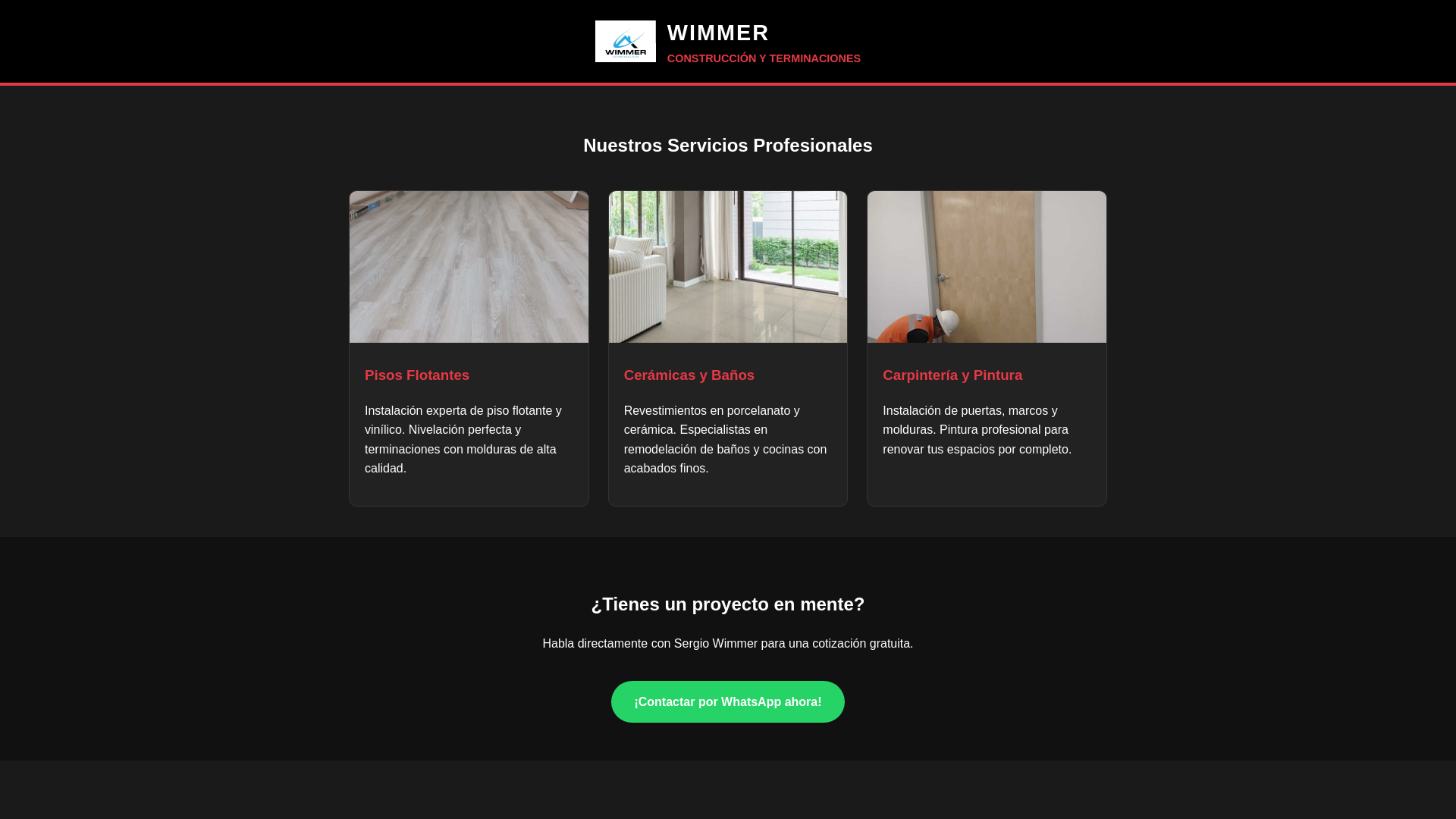 website screenshot of https://wimmerconstruccion.cl/