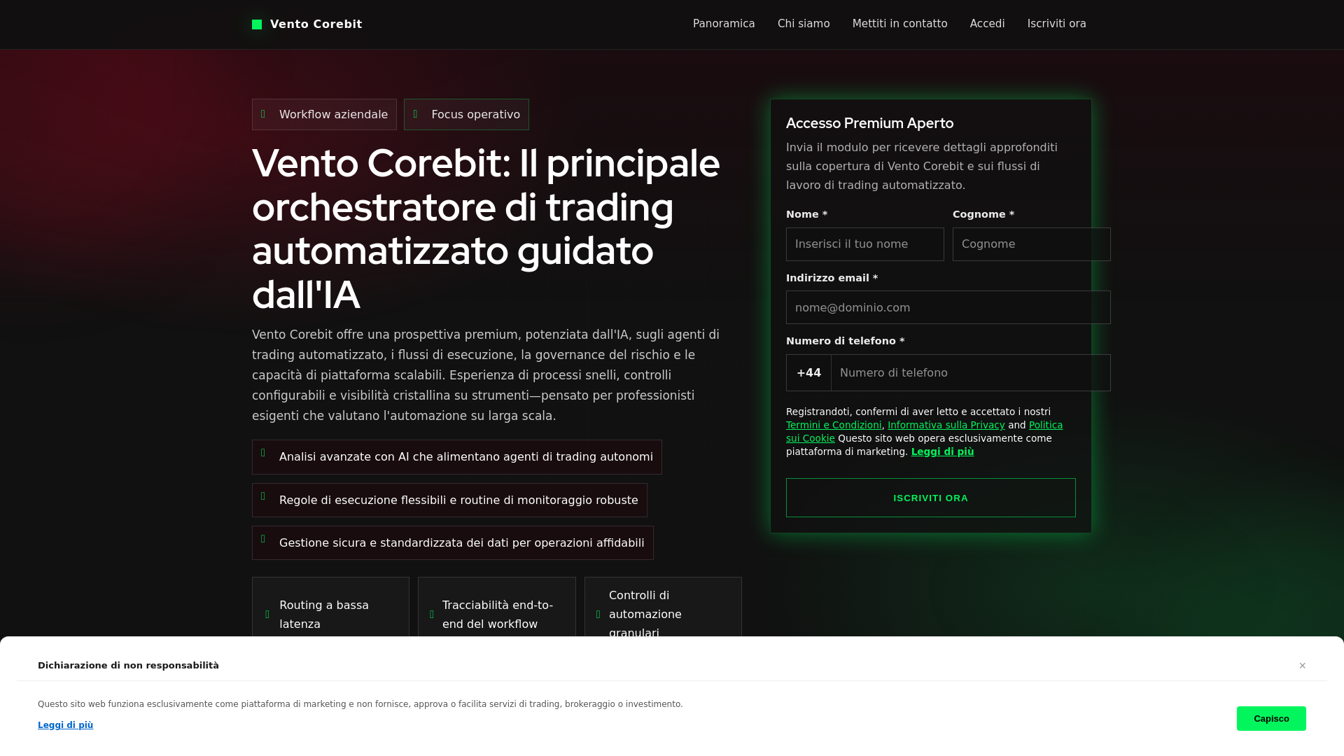 website screenshot of https://ventocorebitplatform.click