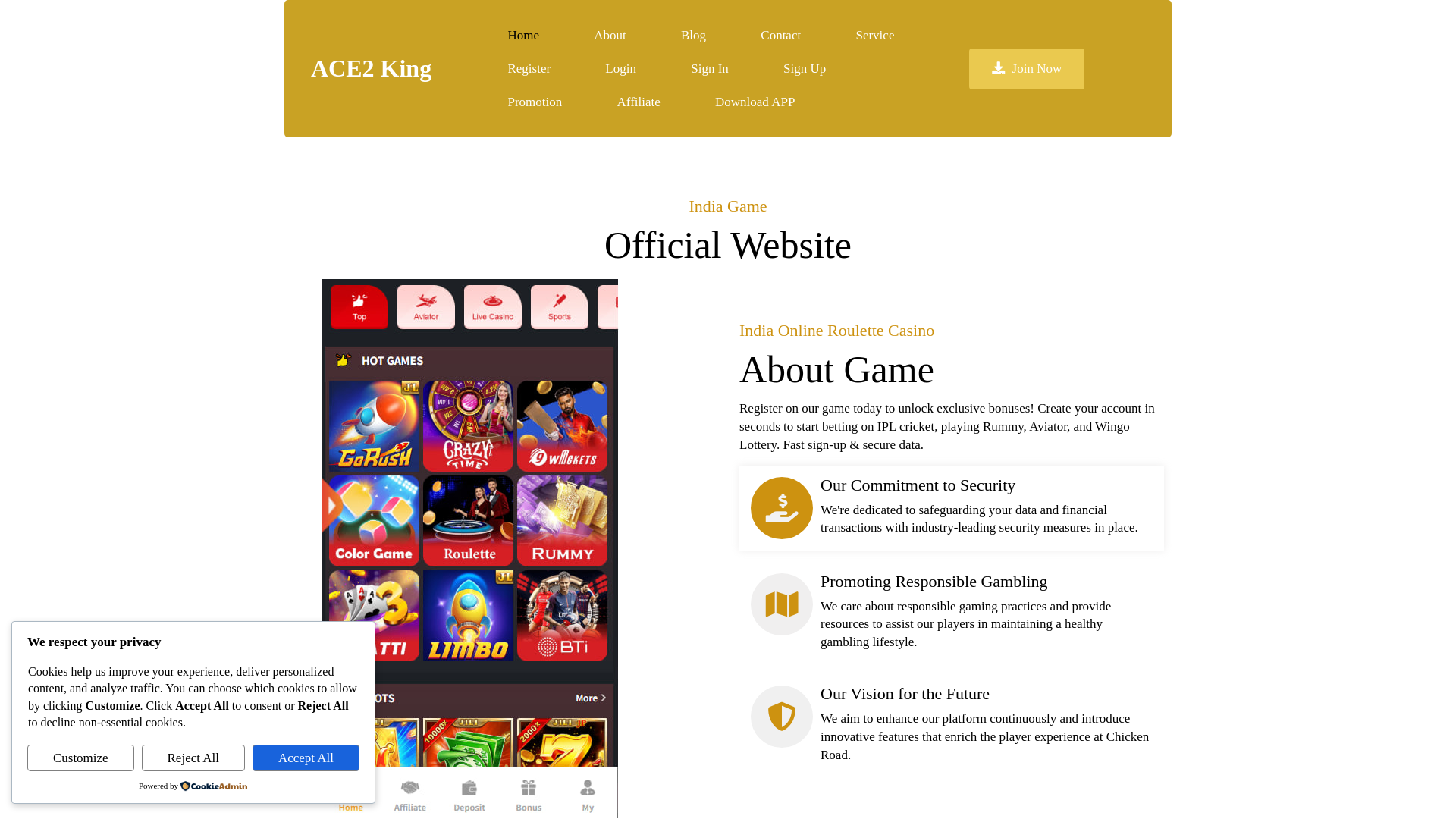 website screenshot of https://ace2kingg.com/