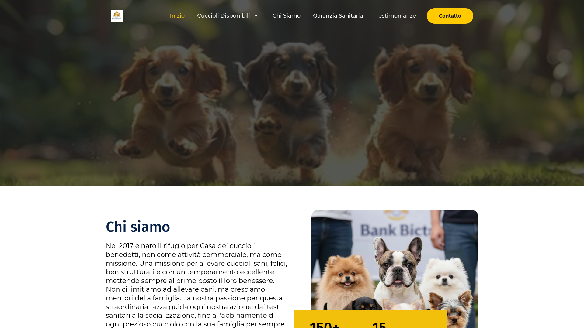 website screenshot of https://casadeicucciolibenedetti.it