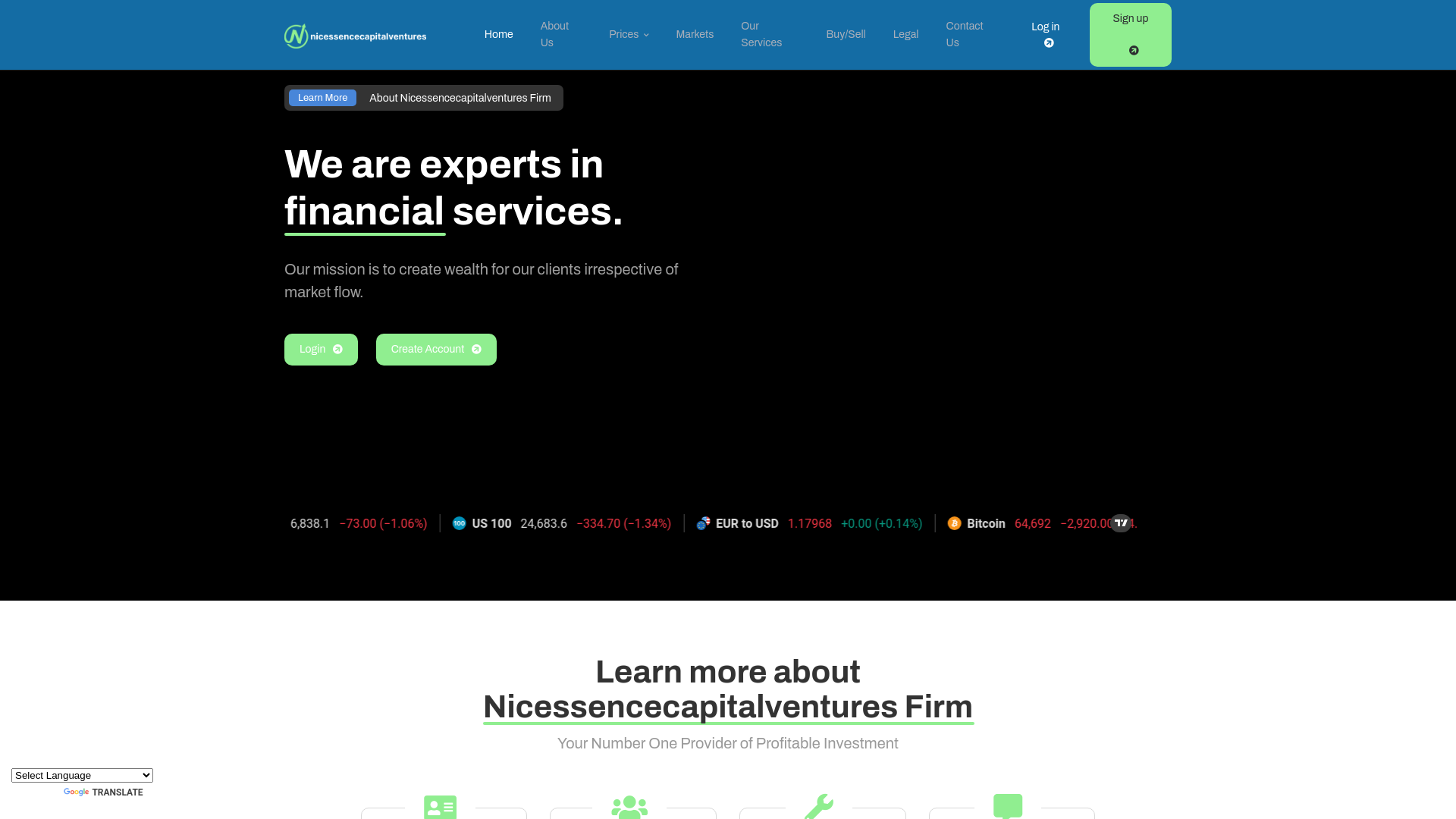 website screenshot of https://nicessencecapitalventures.com/