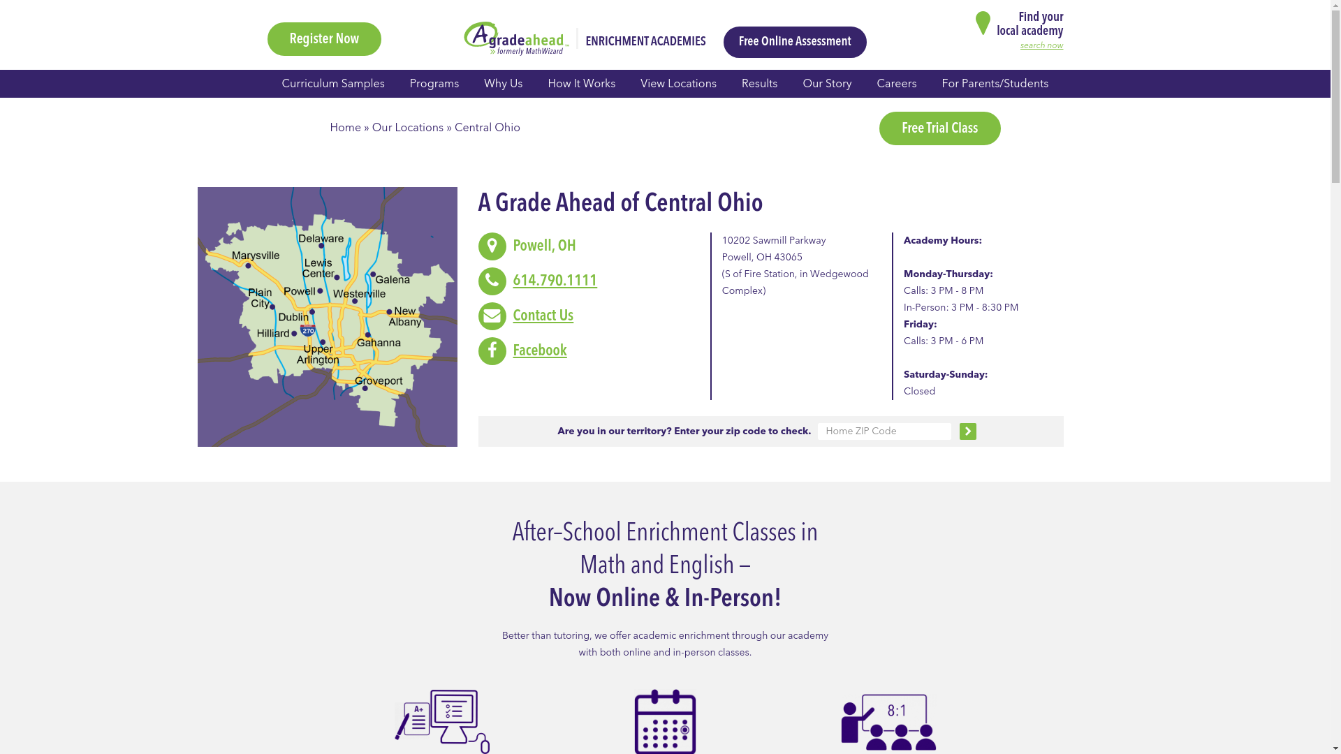 website screenshot of https://academy.agradeahead.com/locations/powell-43017/
