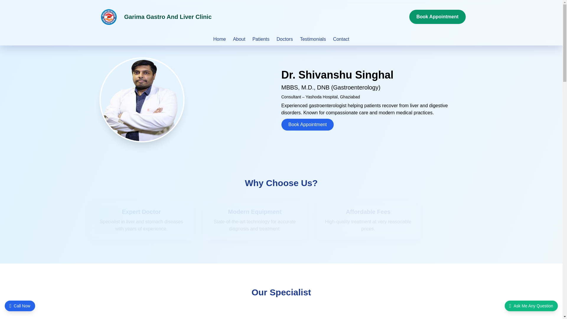 website screenshot of https://garimagastroandliverclinic.online/