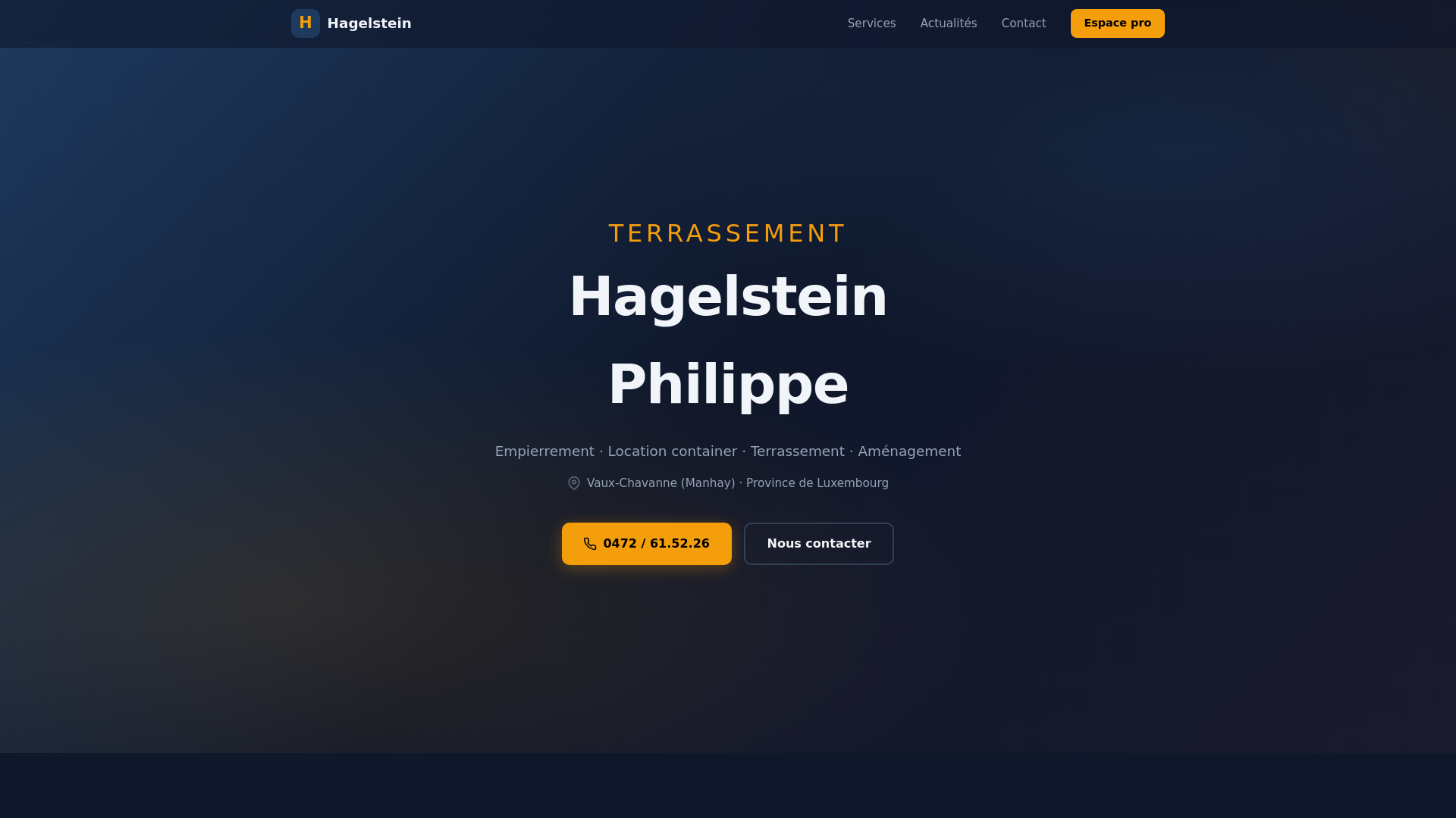 website screenshot of https://hagelstein-terrassement.be