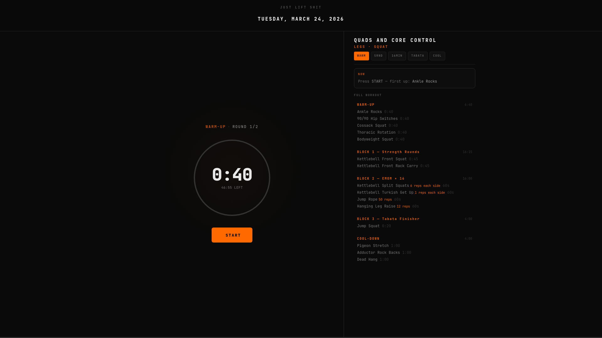 website screenshot of https://justliftshit.com/
