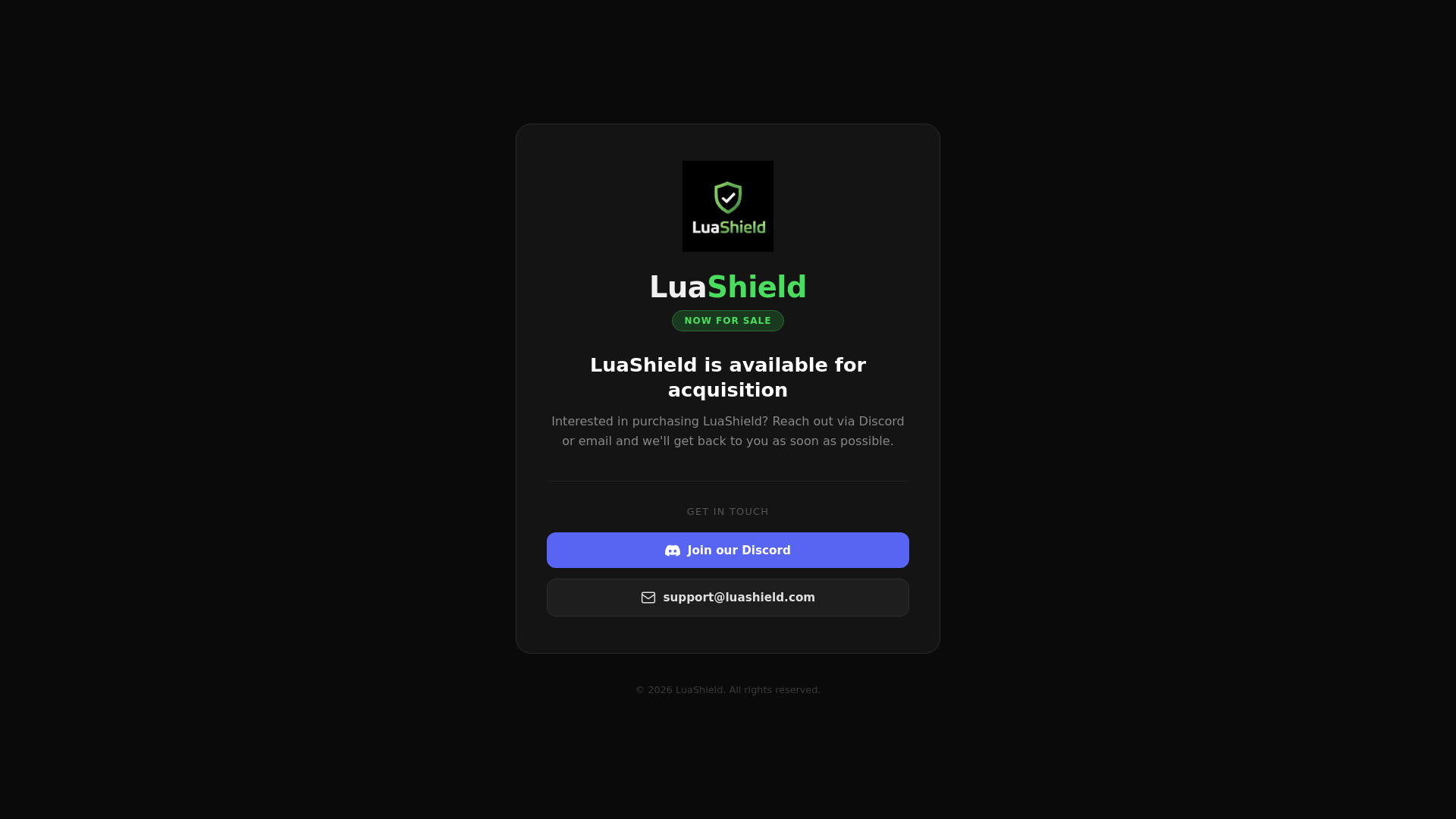 website screenshot of https://luashield.pages.dev/