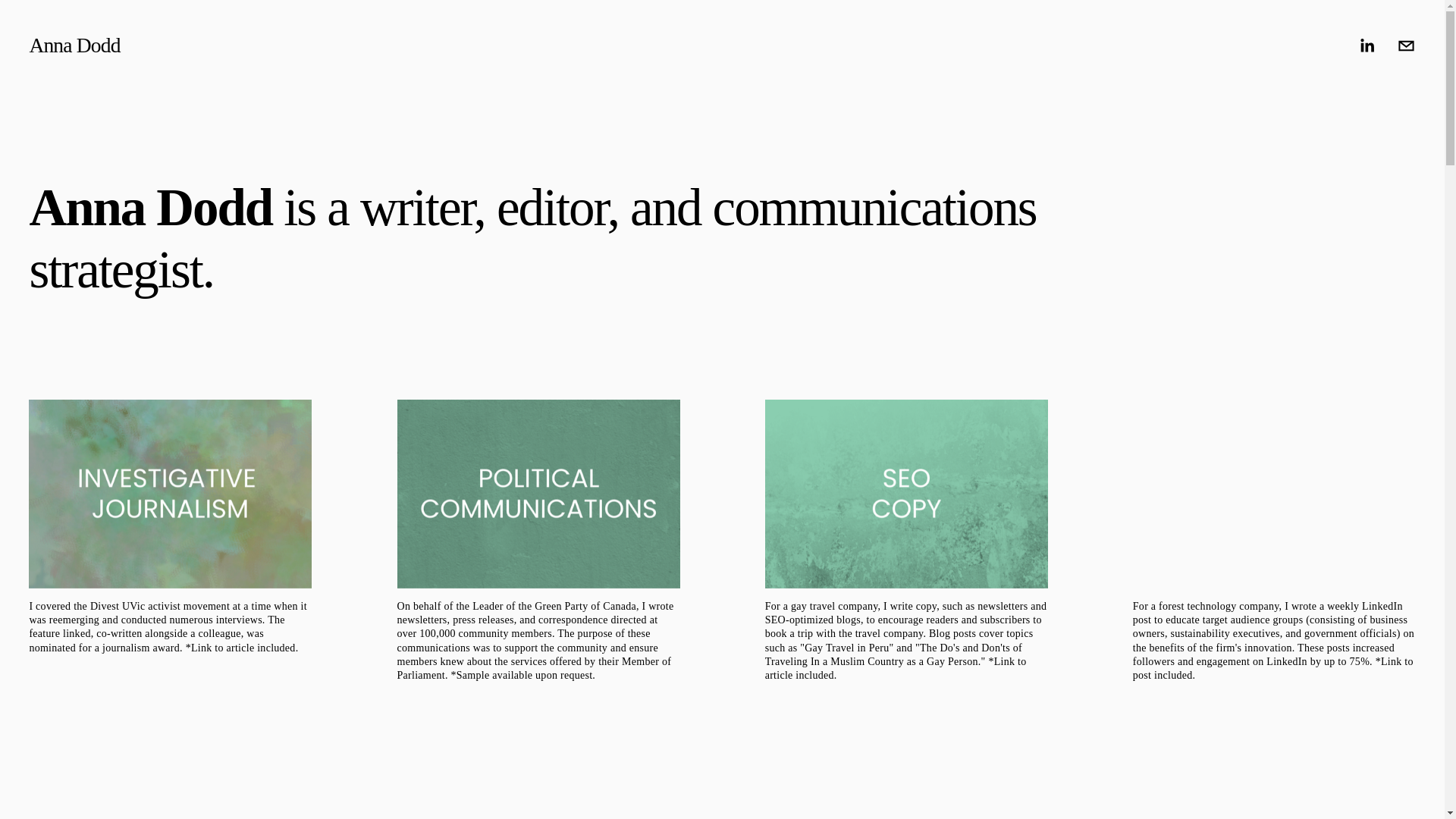 website screenshot of https://anna-dodd.com/