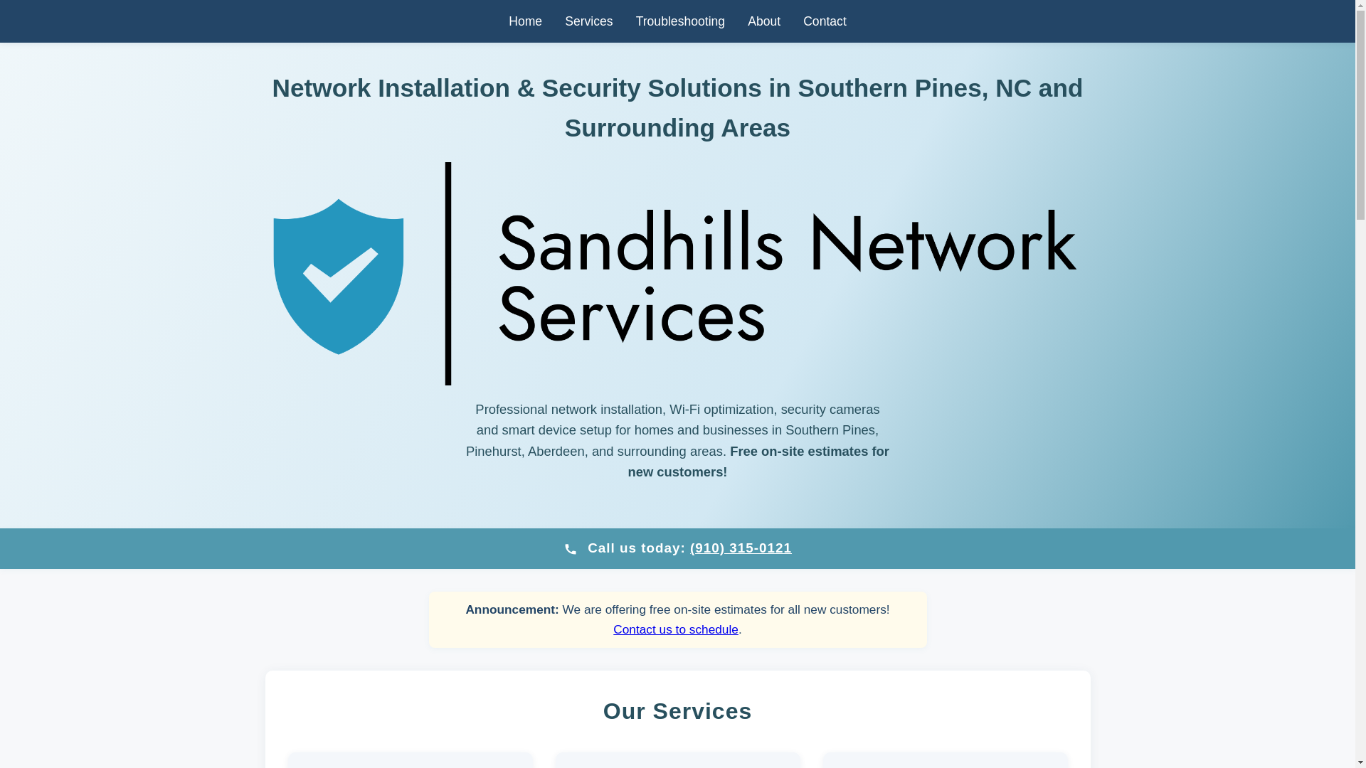 website screenshot of https://sandhillsnetworkservices.com/