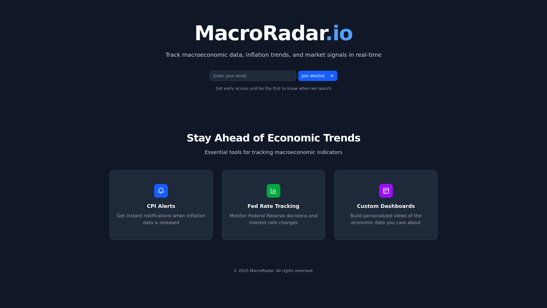 website screenshot of https://macroradar.io/