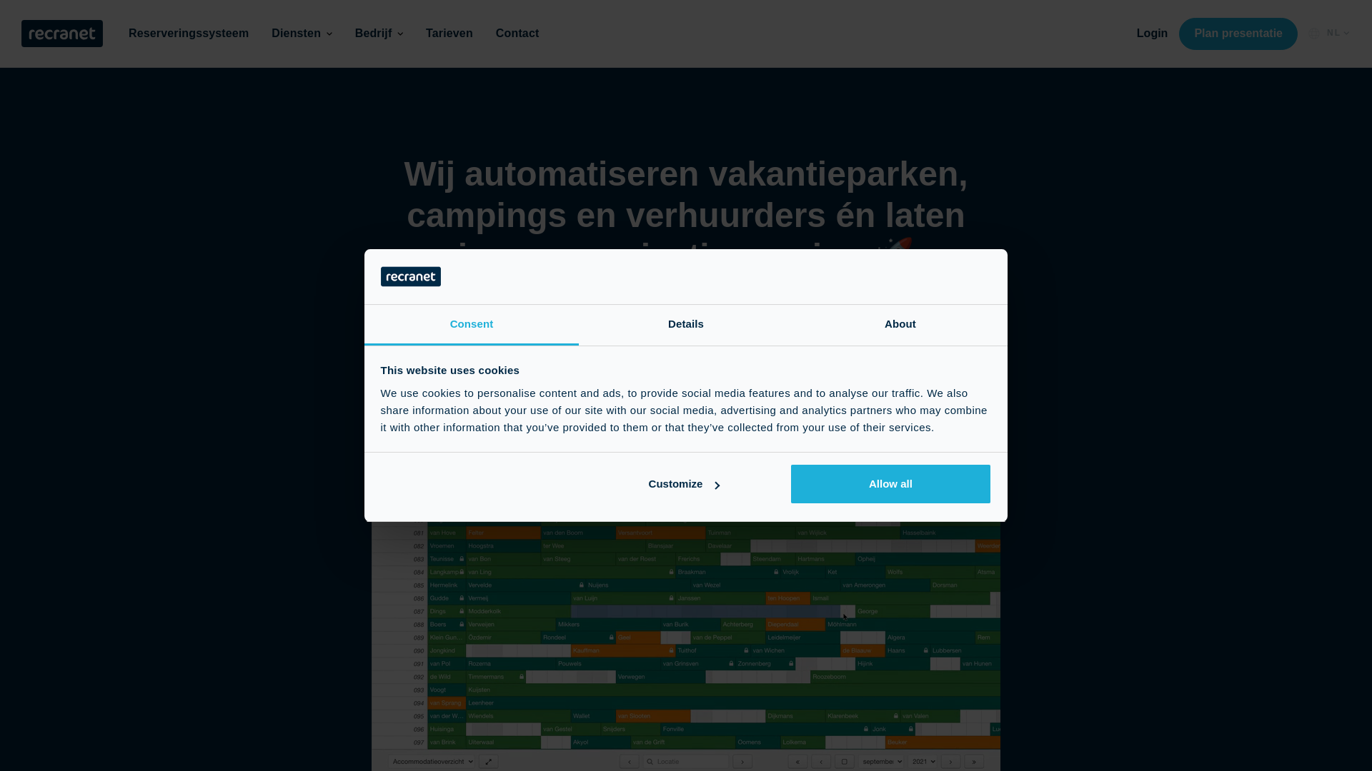website screenshot of https://recranet.com/