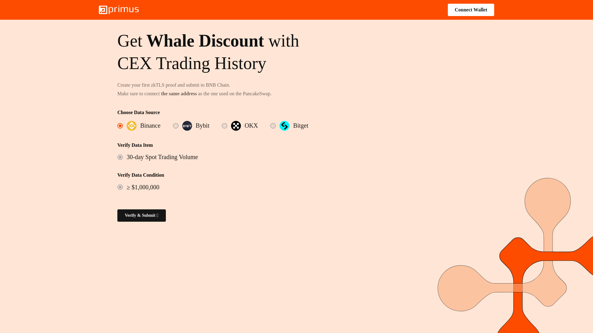 website screenshot of https://pancakeswap-hook.primuslabs.xyz