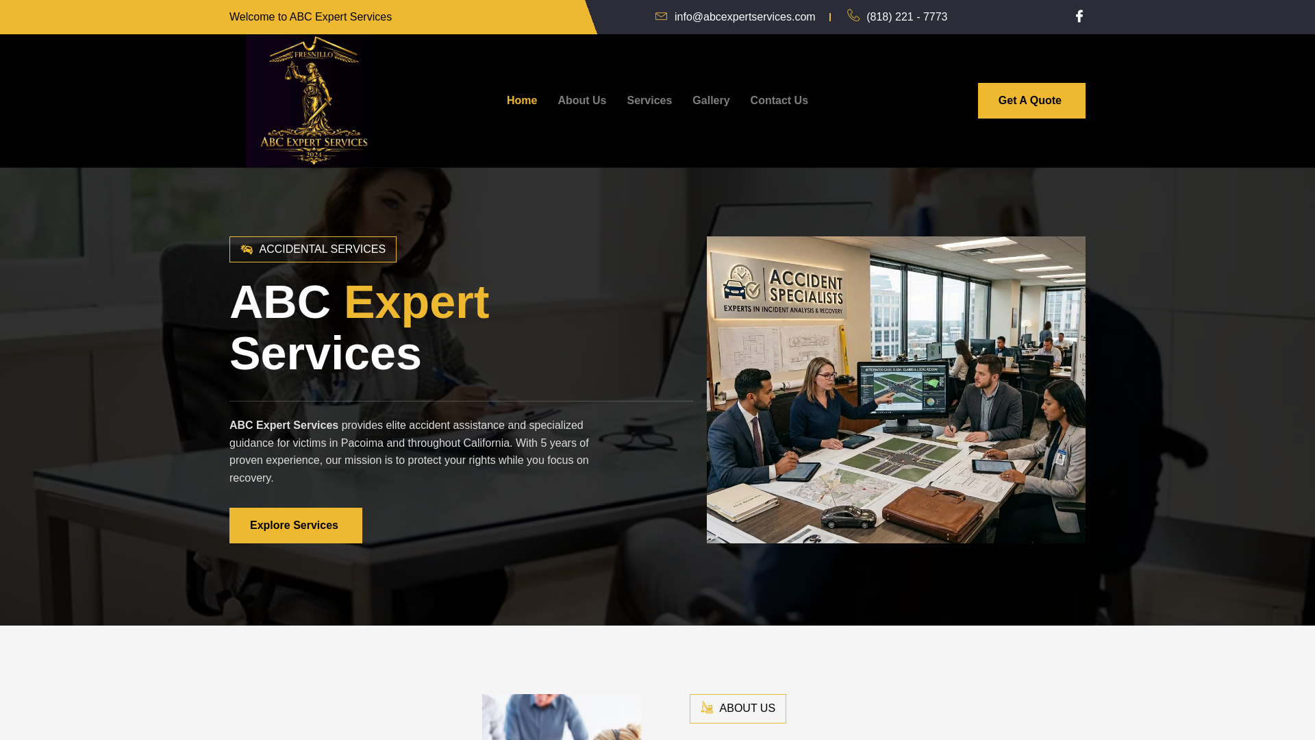 website screenshot of https://abcexpertservices.com