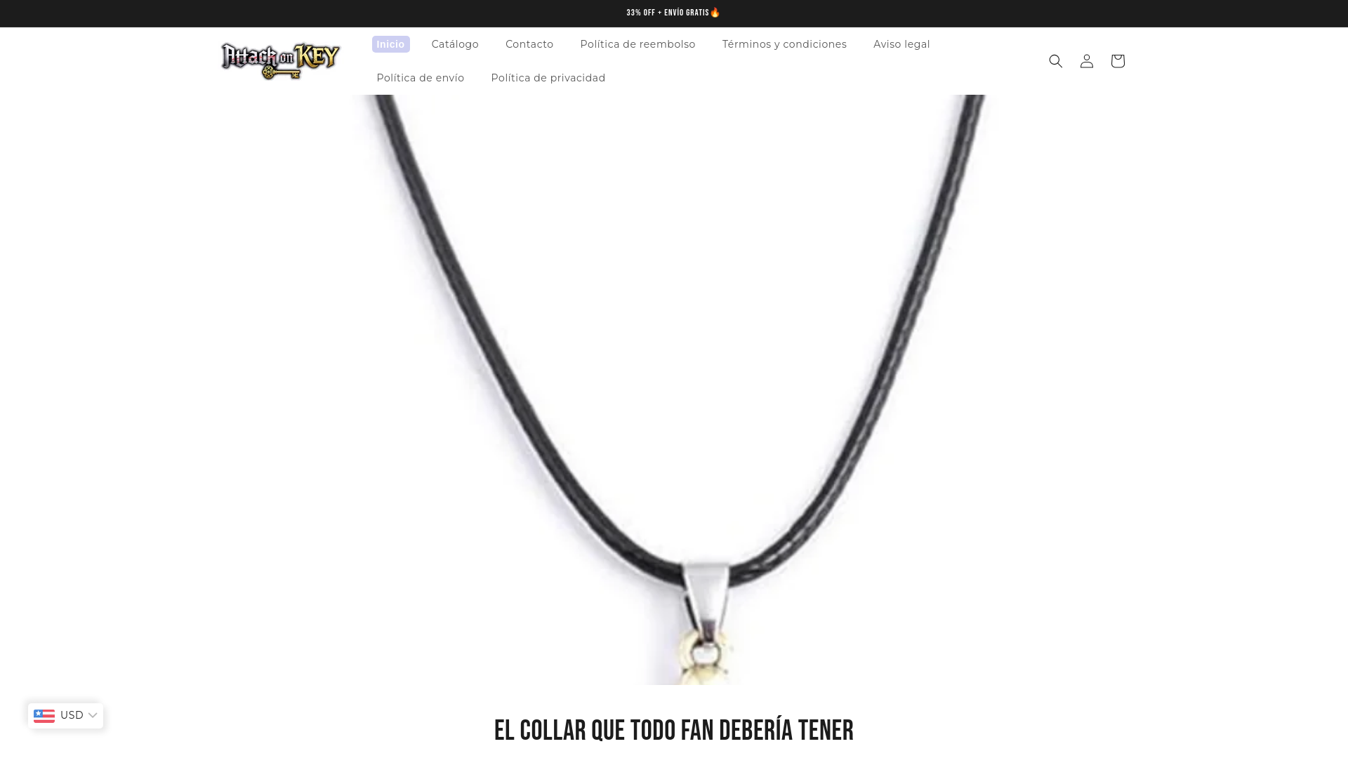 website screenshot of https://attackonkey.store/