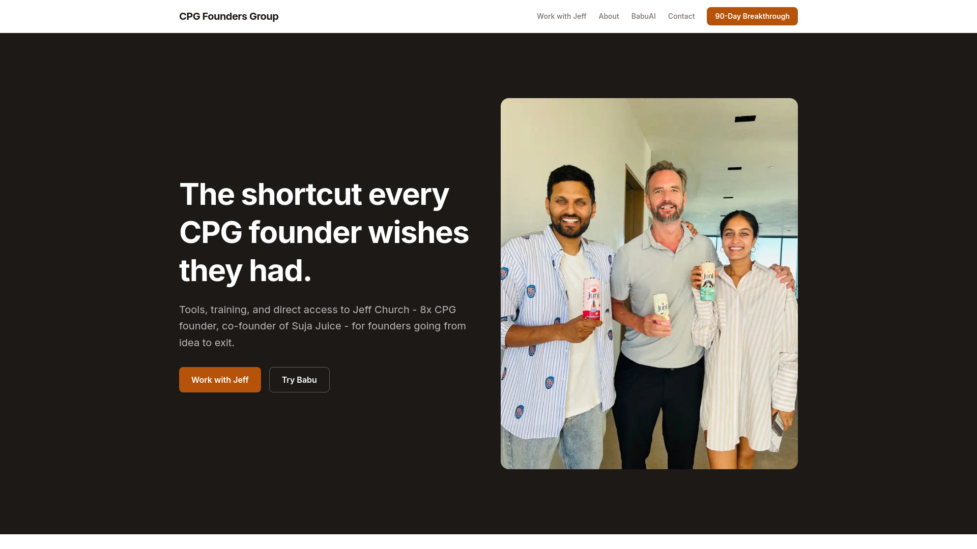 website screenshot of https://cpgfoundersgroup.com/