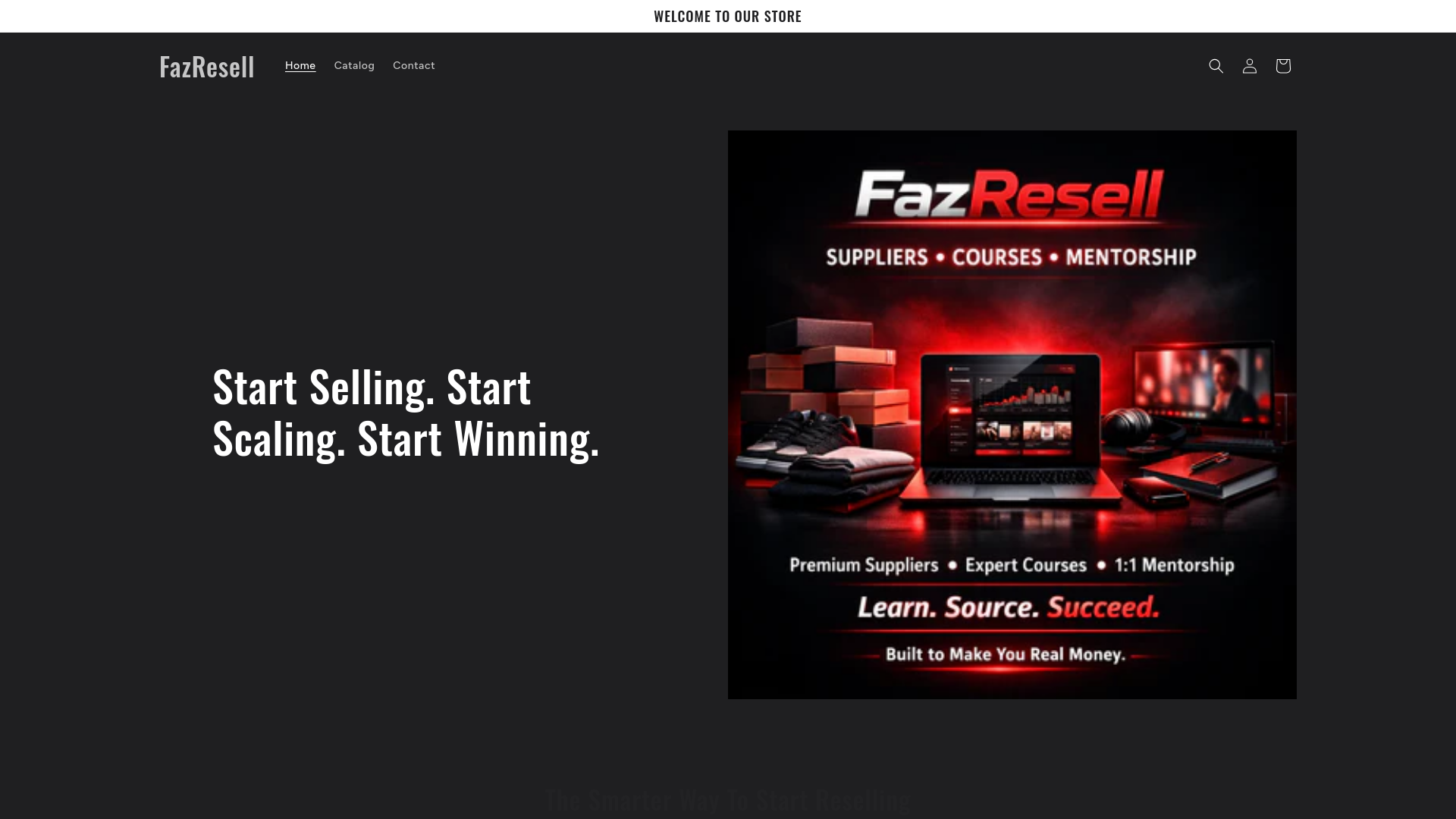 website screenshot of https://fazresell.store