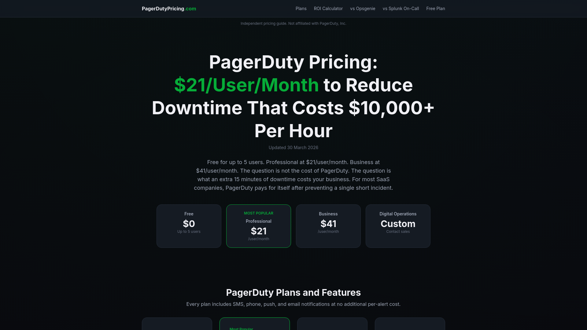 website screenshot of https://pagerdutypricing.com/