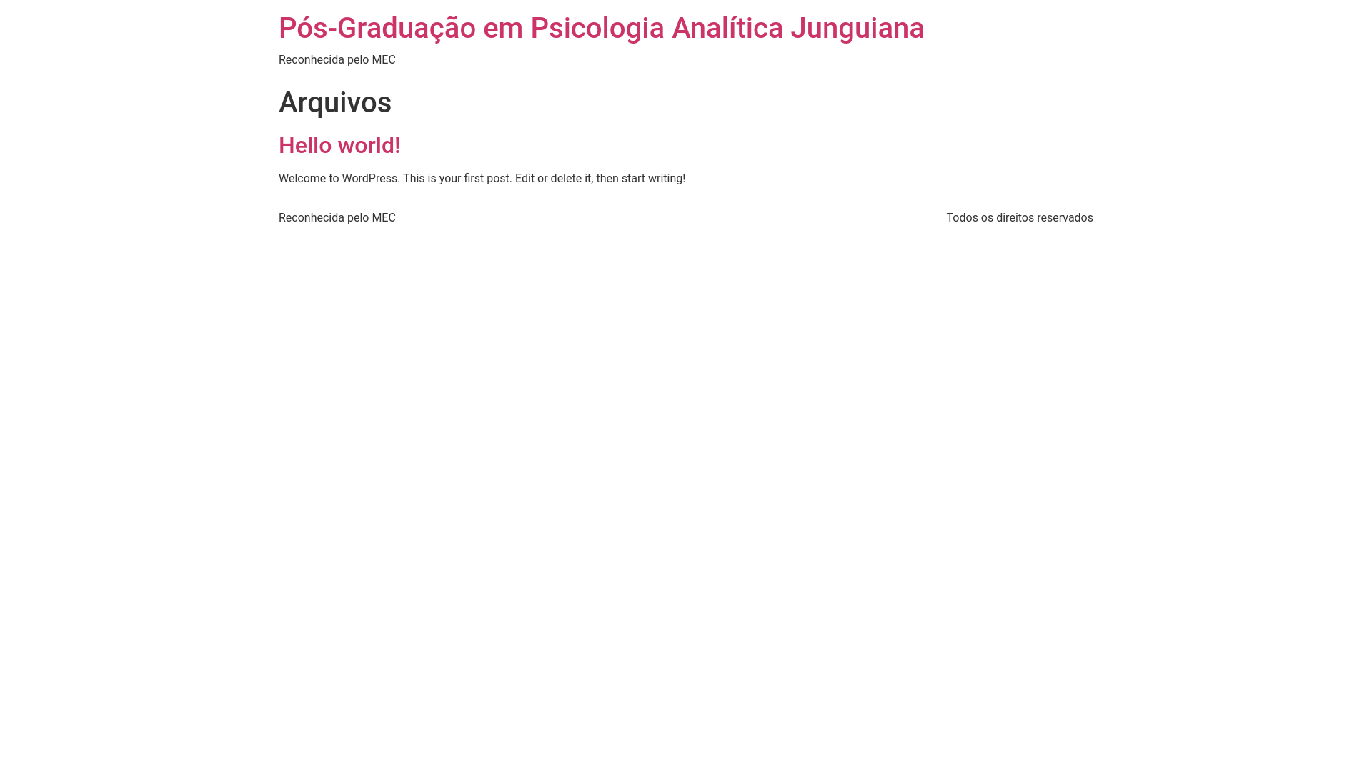 website screenshot of https://pospsicologiajunguiana.com.br/
