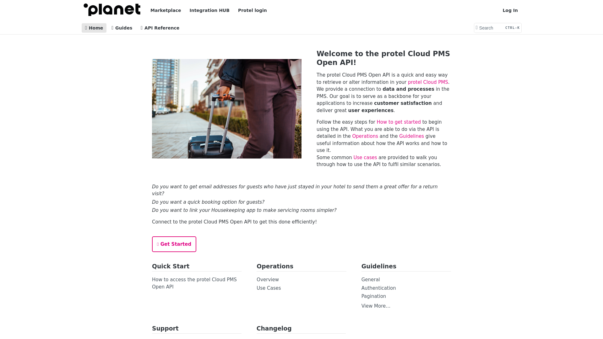 website screenshot of https://openapi-docs.protel.io/