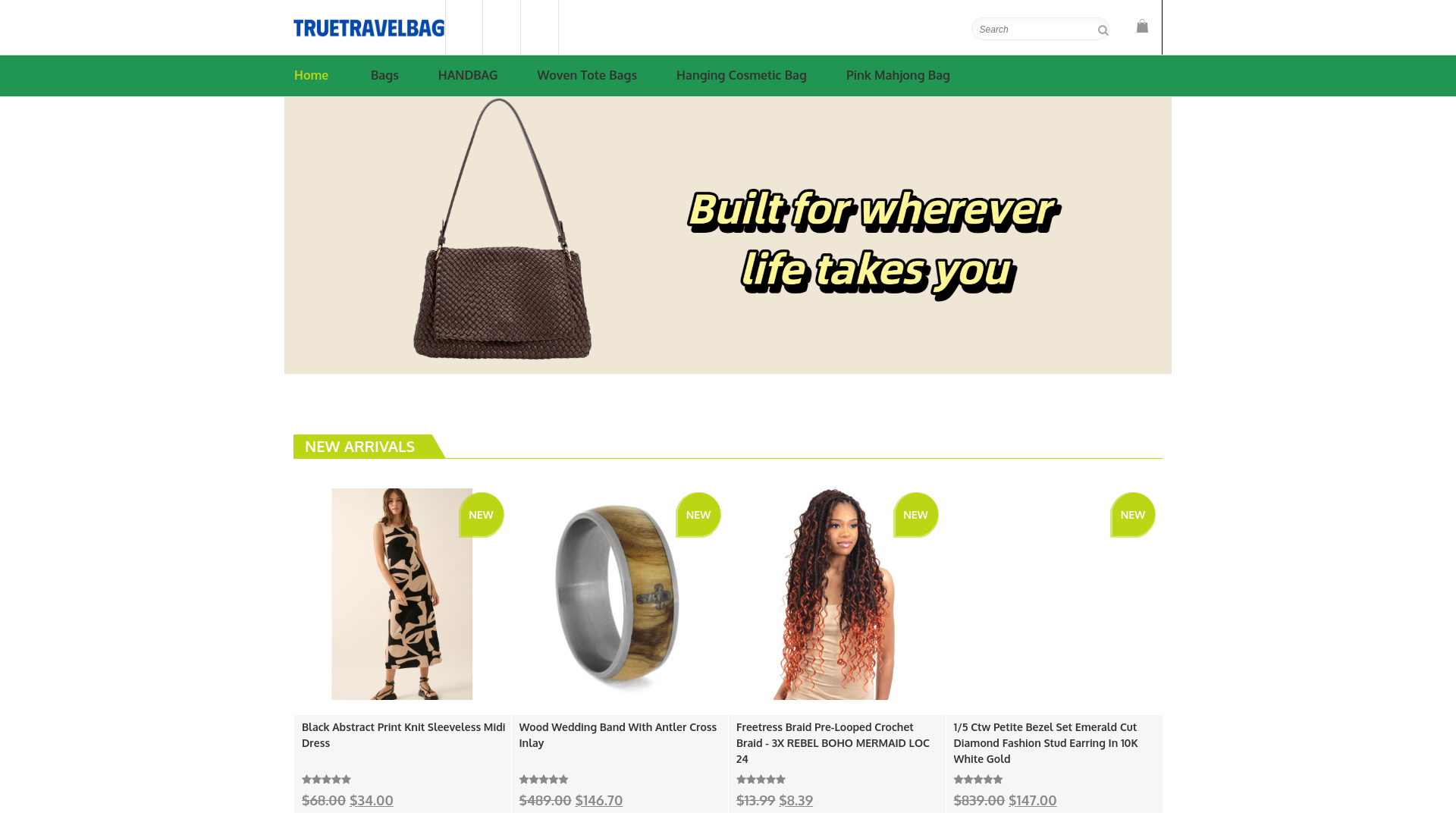 website screenshot of https://truetravelbag.com/