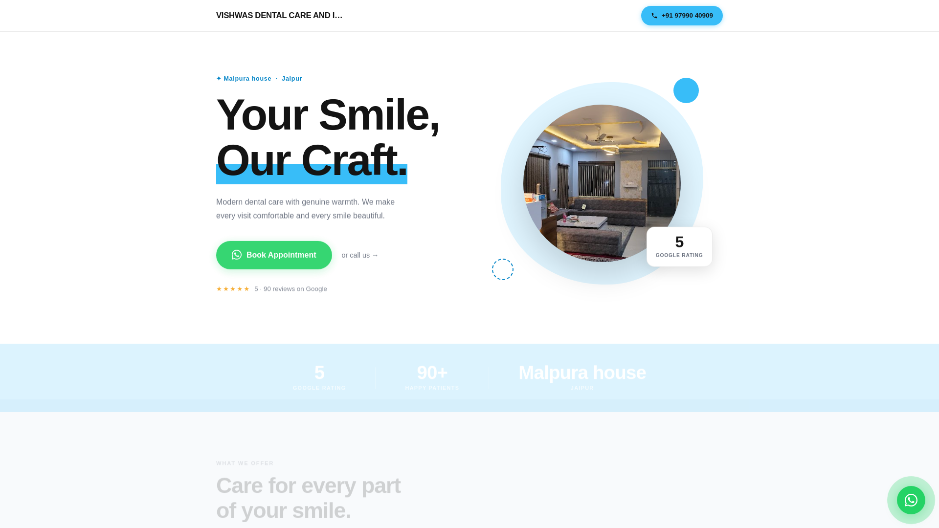 website screenshot of https://vishwas-dental-care-and-implant-center-jaipur.pages.dev/