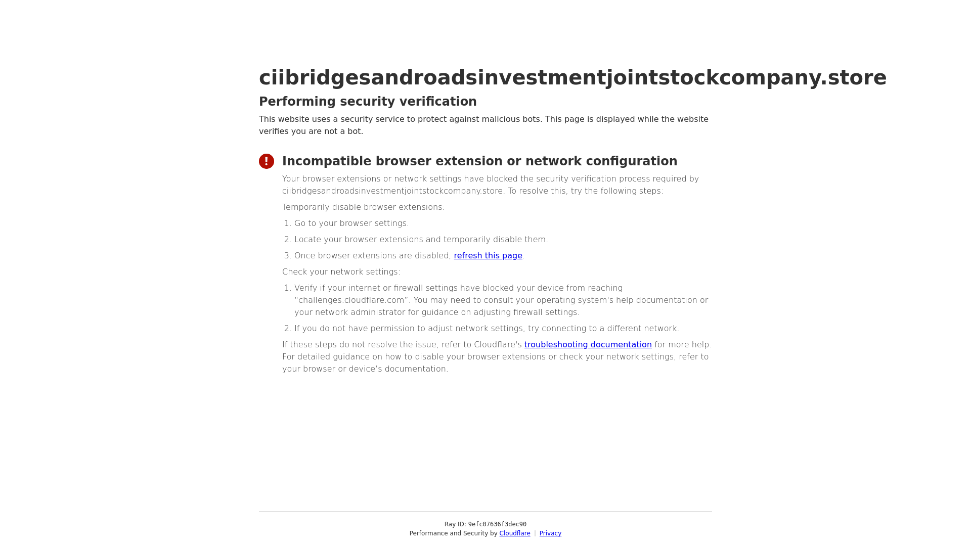 website screenshot of https://ciibridgesandroadsinvestmentjointstockcompany.store/