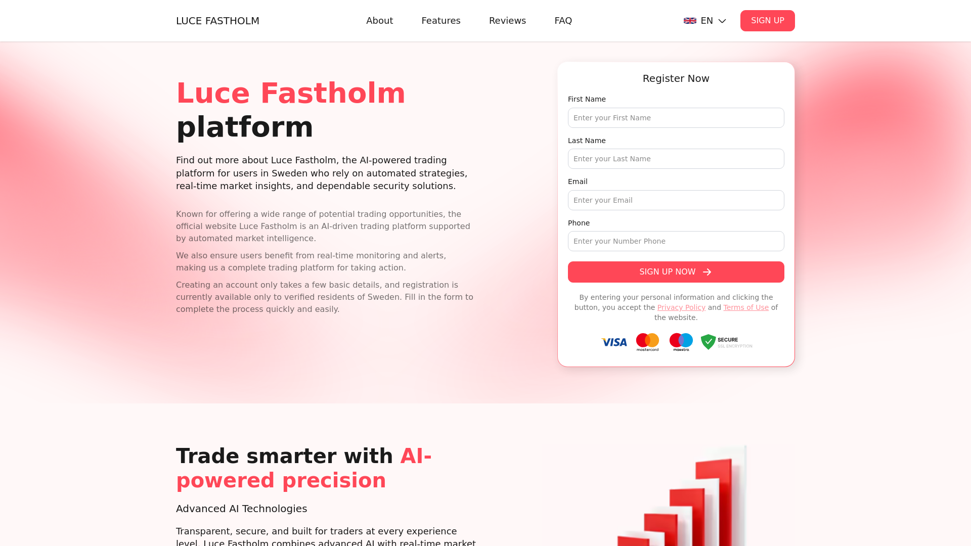 website screenshot of https://luce-fastholm.com/