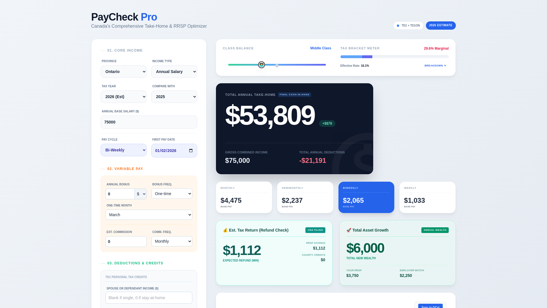 website screenshot of https://takehome-pay-calculator.pages.dev/