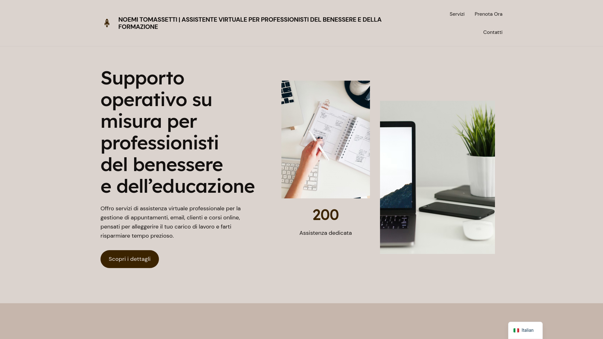 website screenshot of https://noemitomassetti.it
