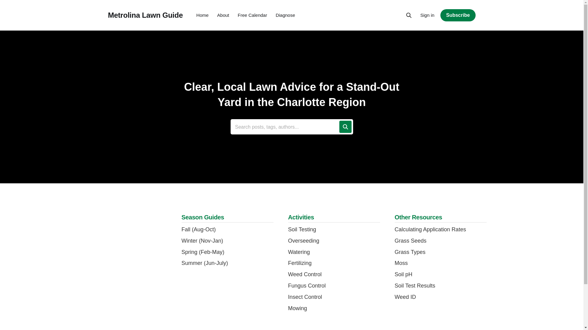website screenshot of https://metrolinalawnguide.com/