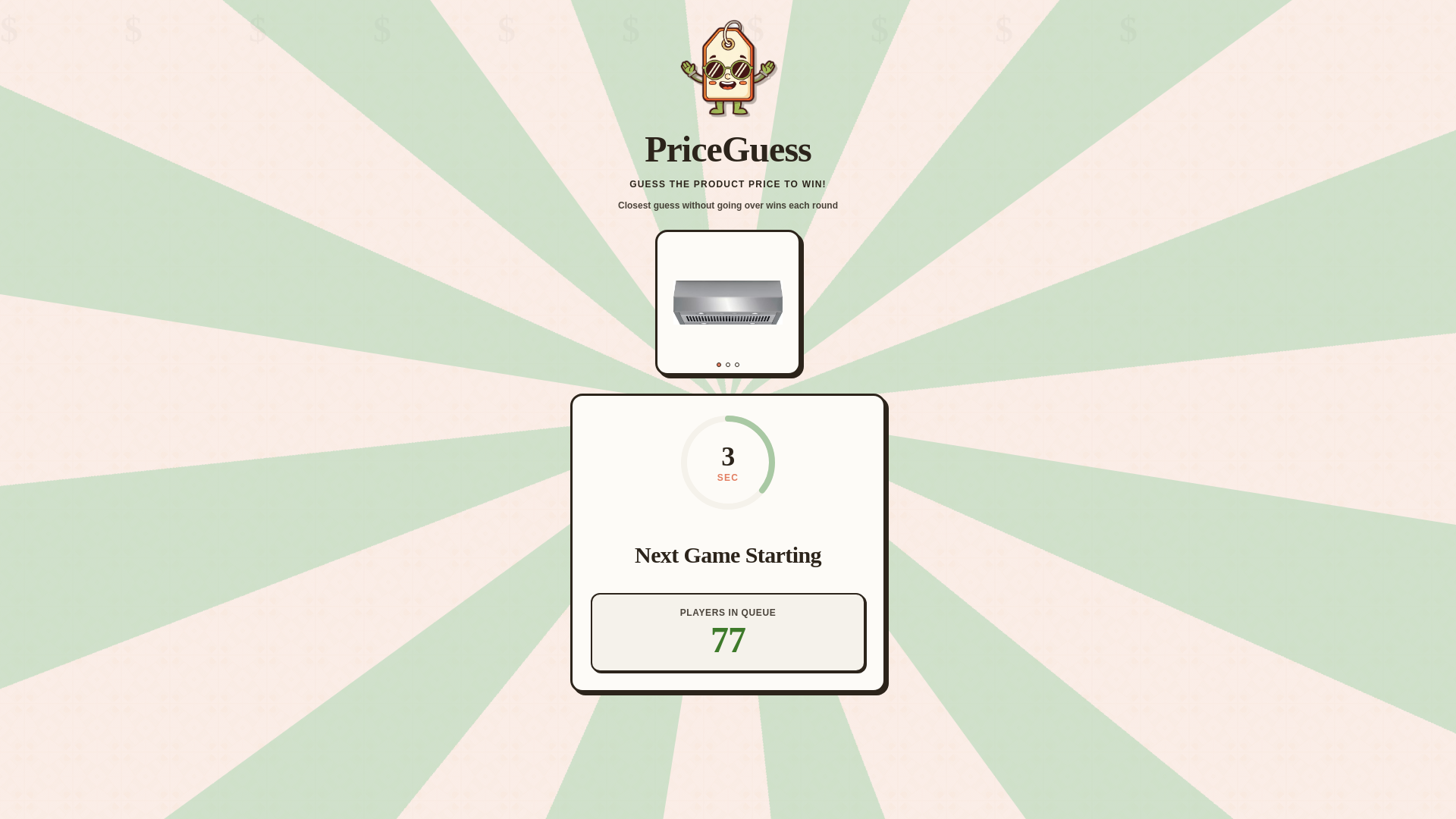 website screenshot of https://priceguess.net/