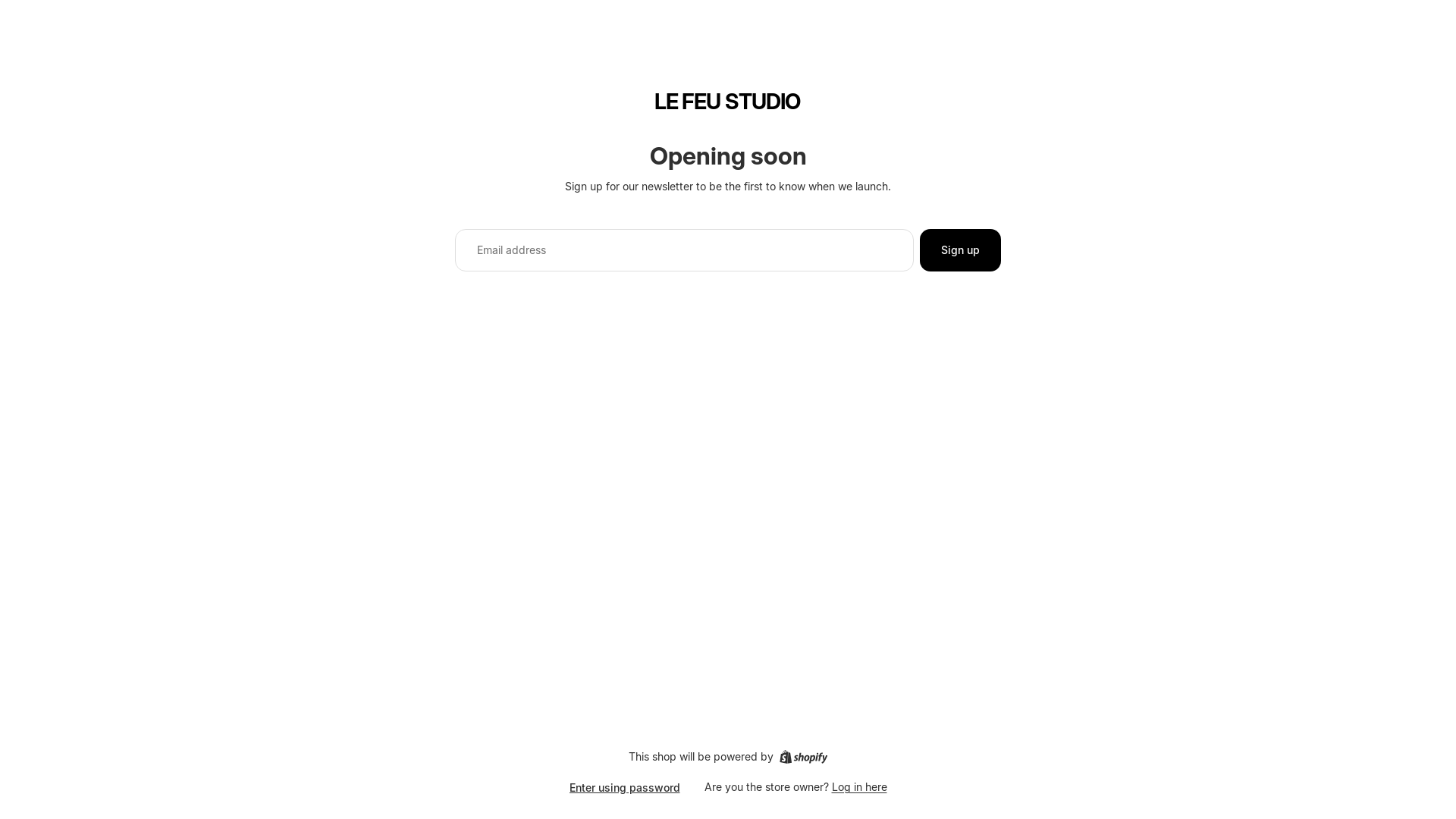 website screenshot of https://lefeustudio.com/
