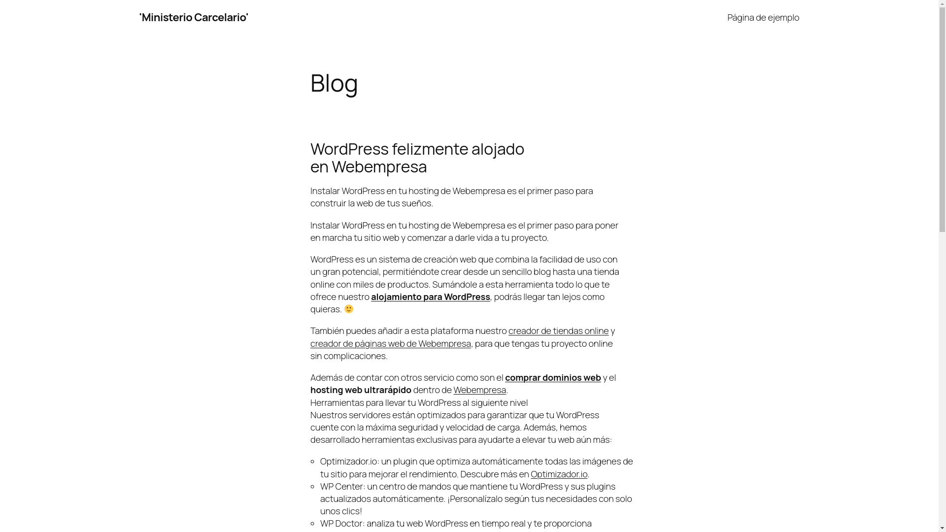 website screenshot of https://ministeriocarcelario.org/