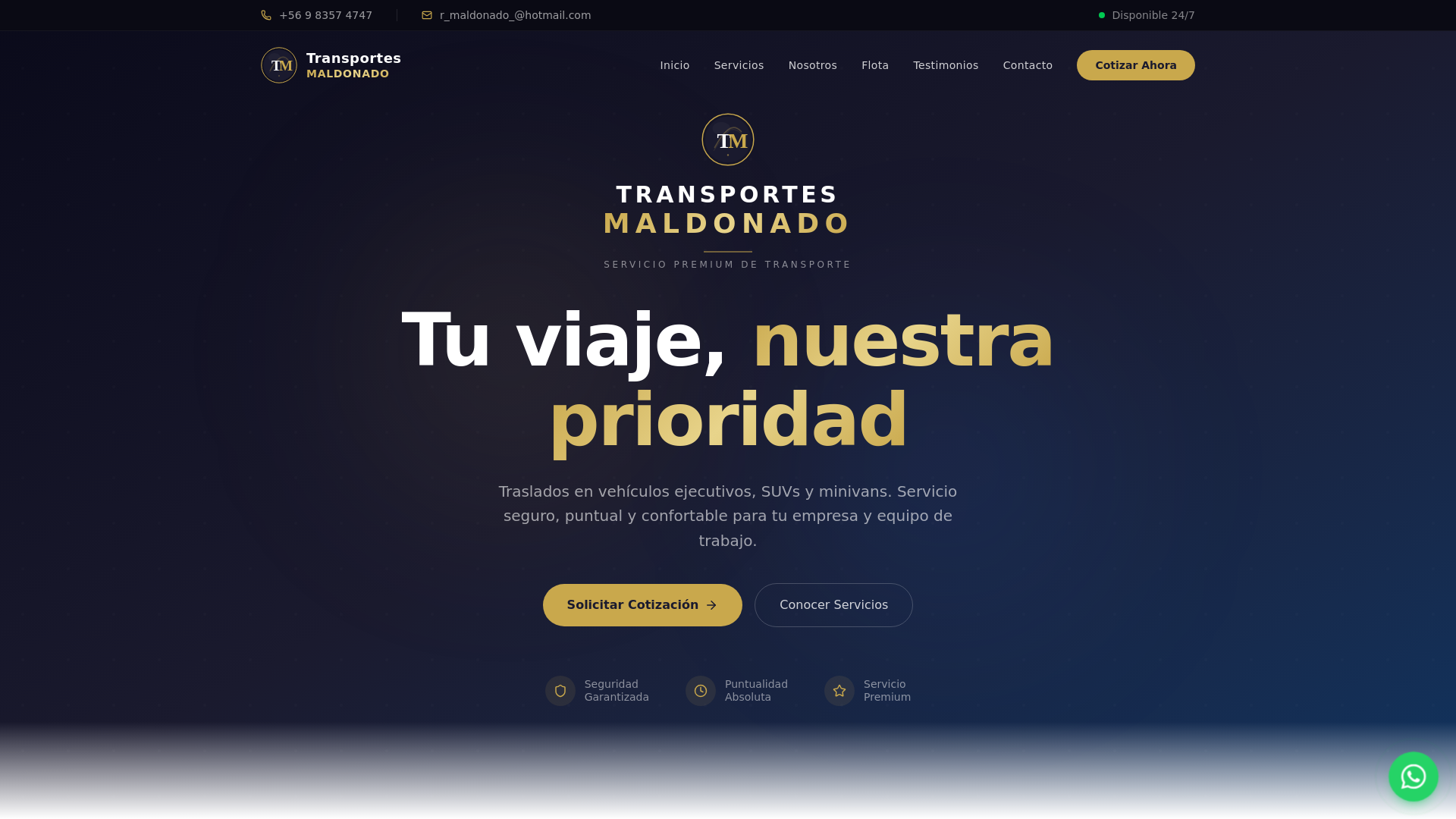 website screenshot of https://transportes-maldonado.cl/
