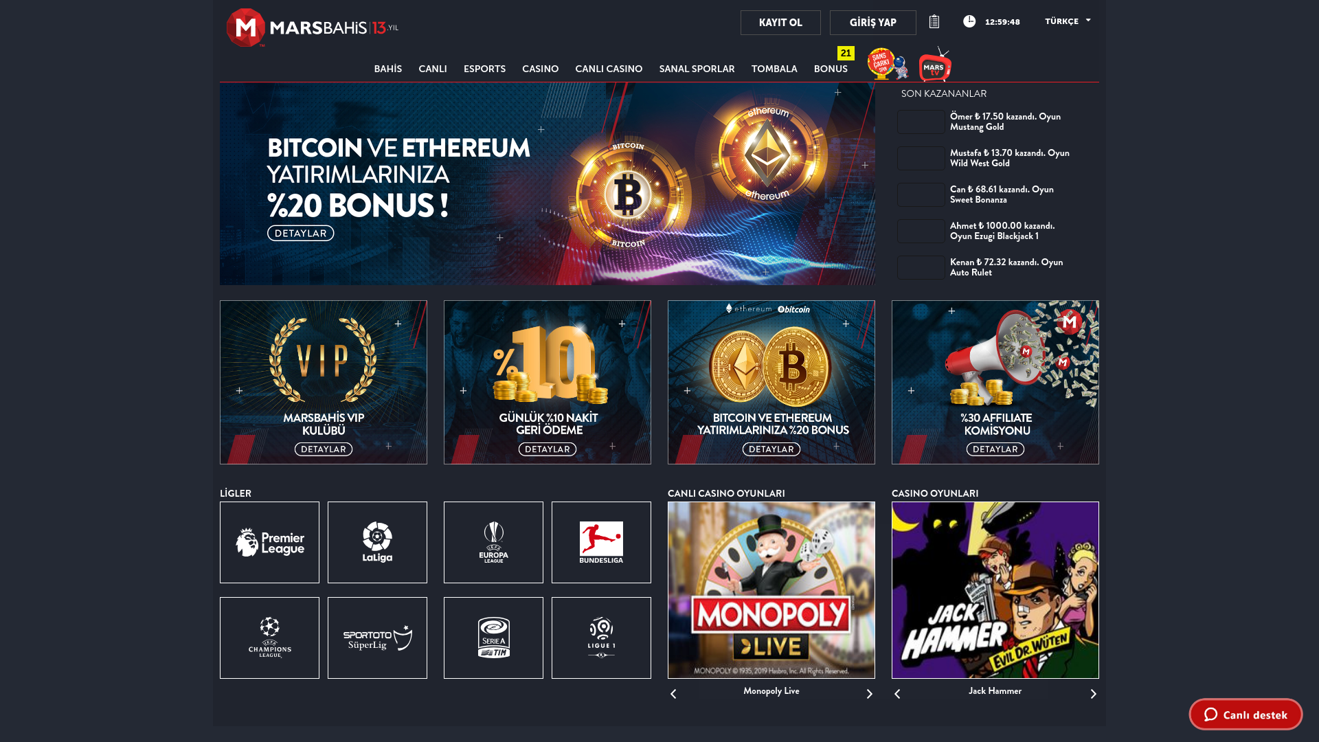 website screenshot of https://marsbahis1065.com/