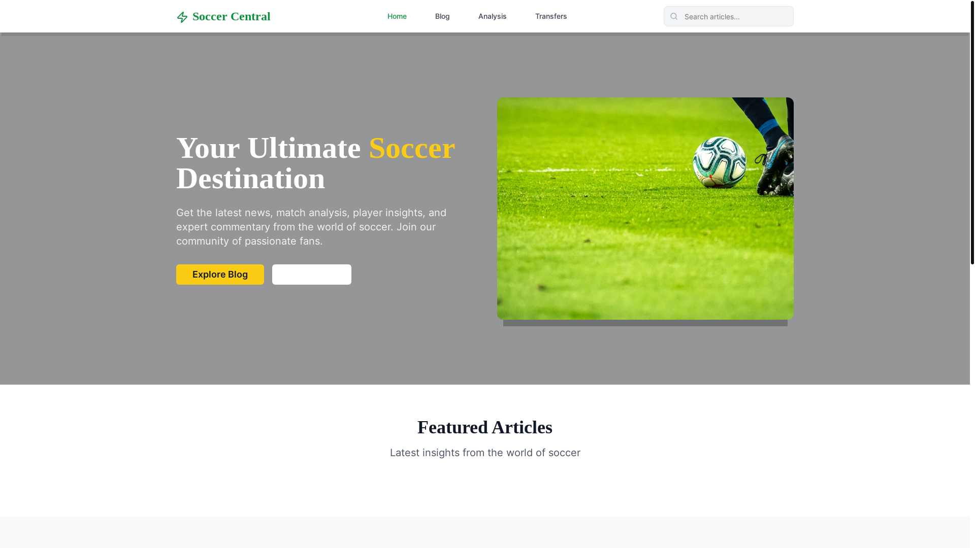 website screenshot of https://soccercentralhq.com/