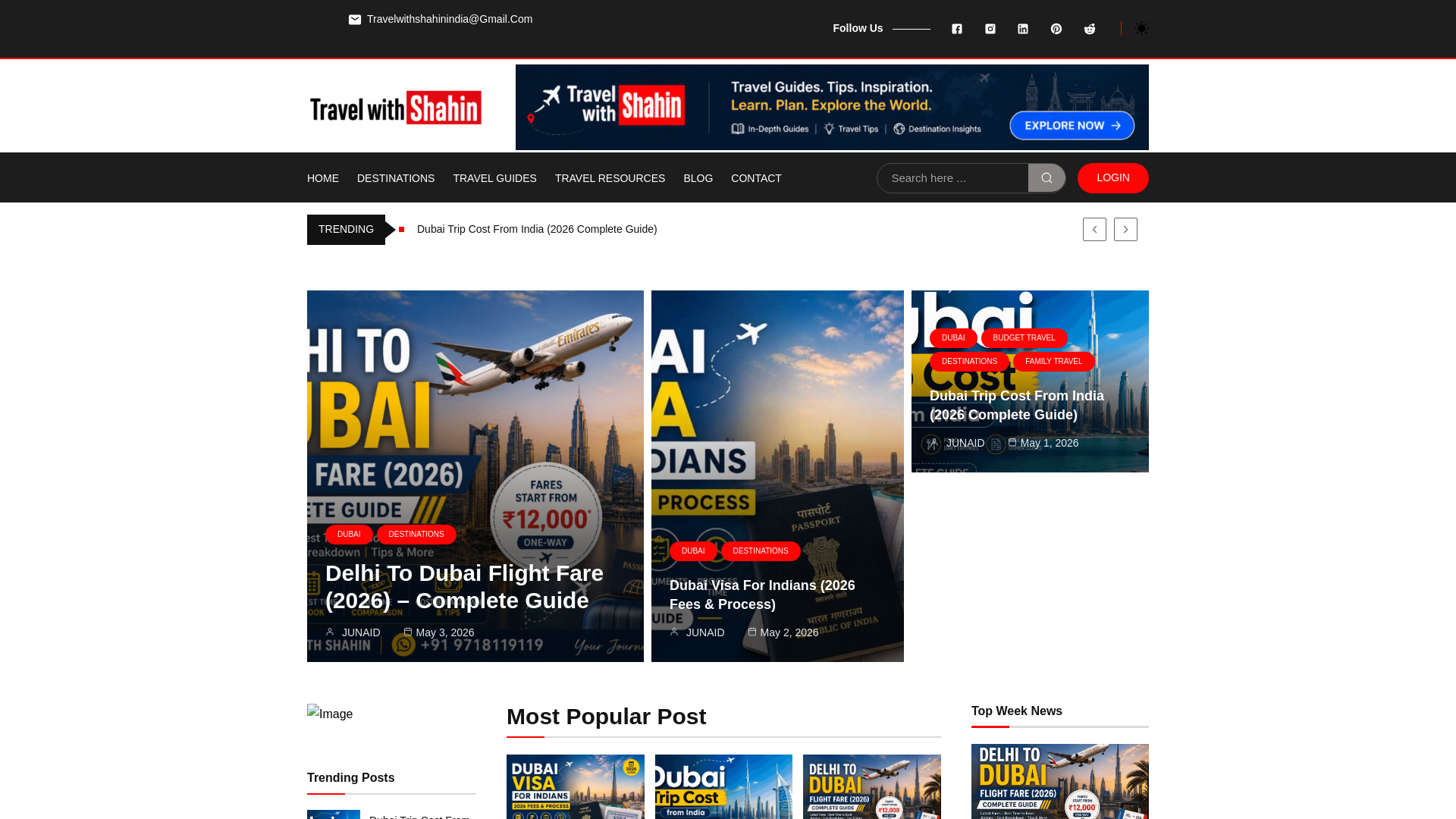 website screenshot of https://travelwithshahin.com/