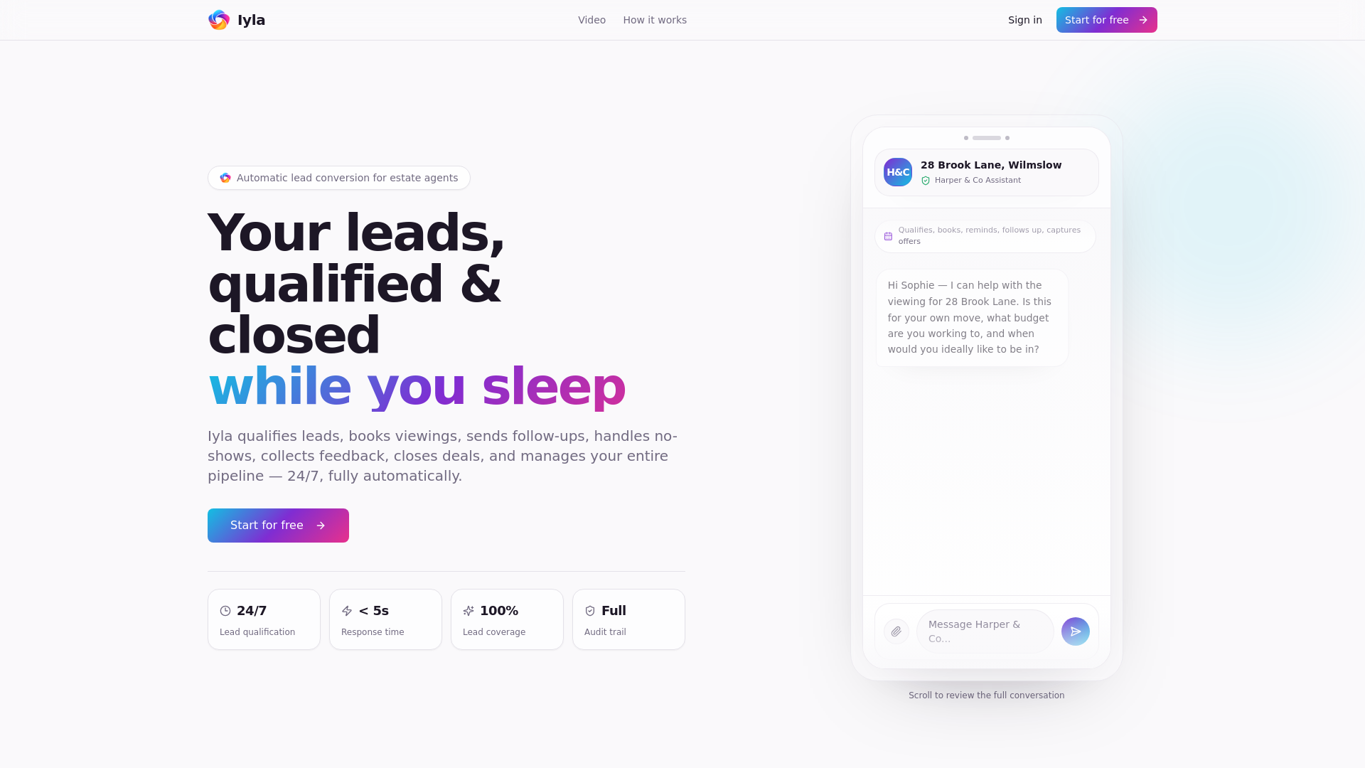 website screenshot of https://iyla.app/