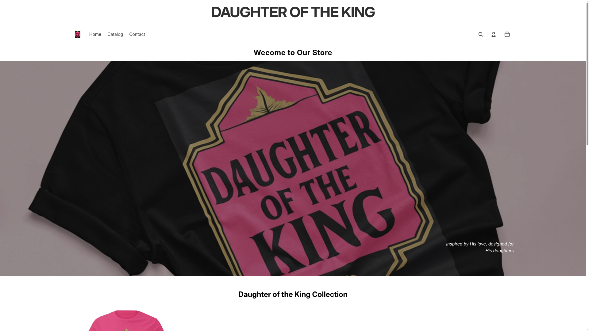 website screenshot of https://daughteroftheking.store/