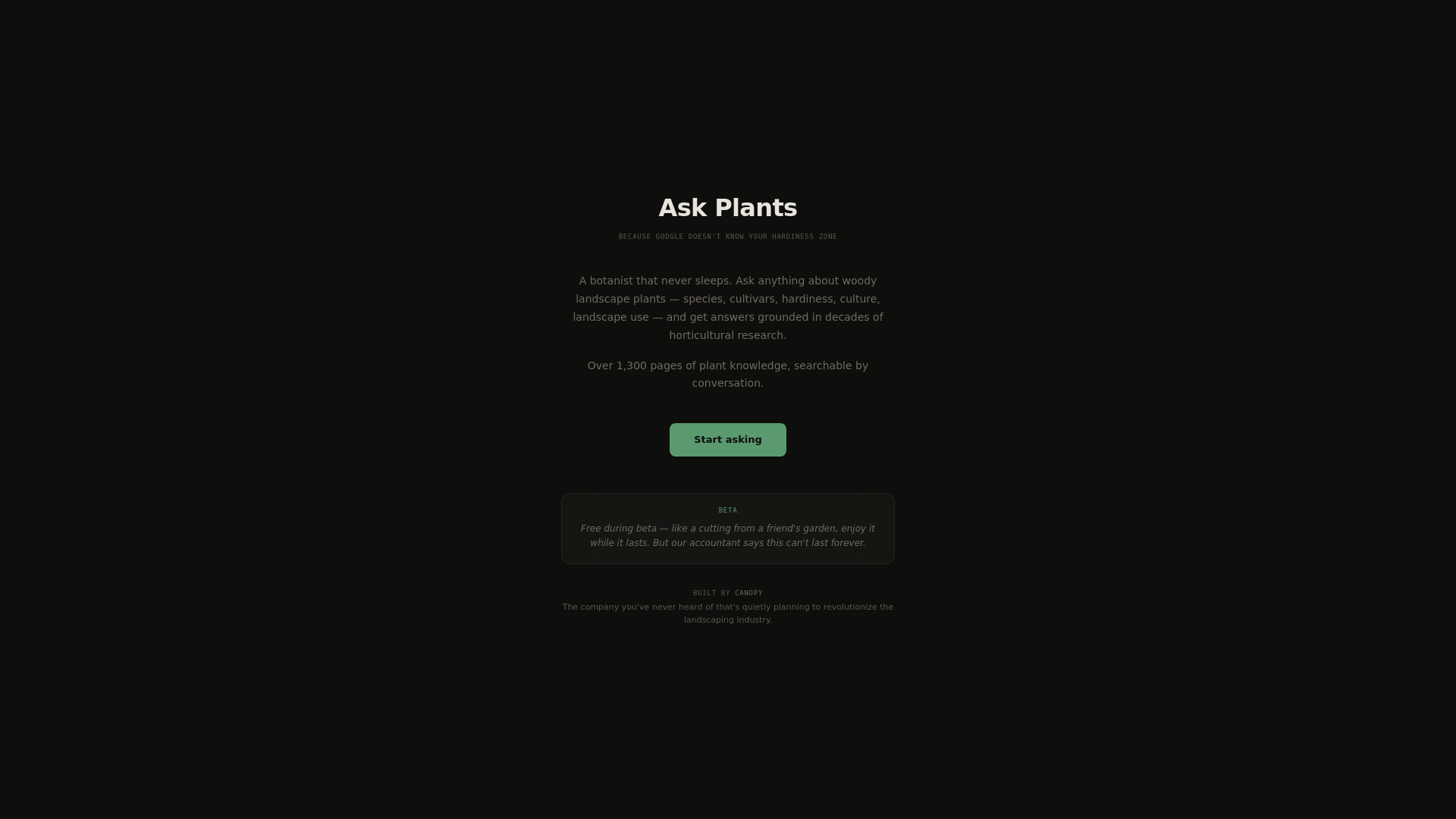 website screenshot of https://askplants.com