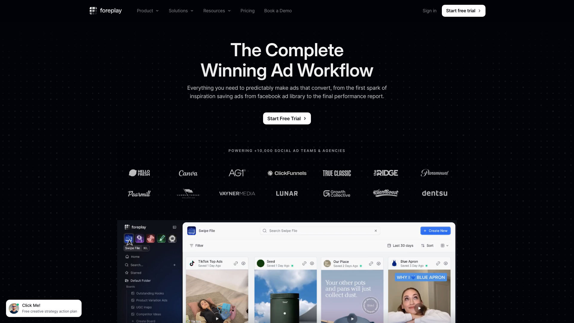 website screenshot of https://foreplay.co/