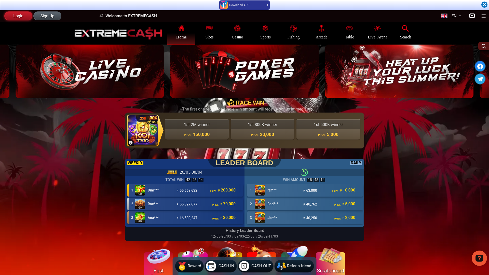 website screenshot of https://extremecashpl.co