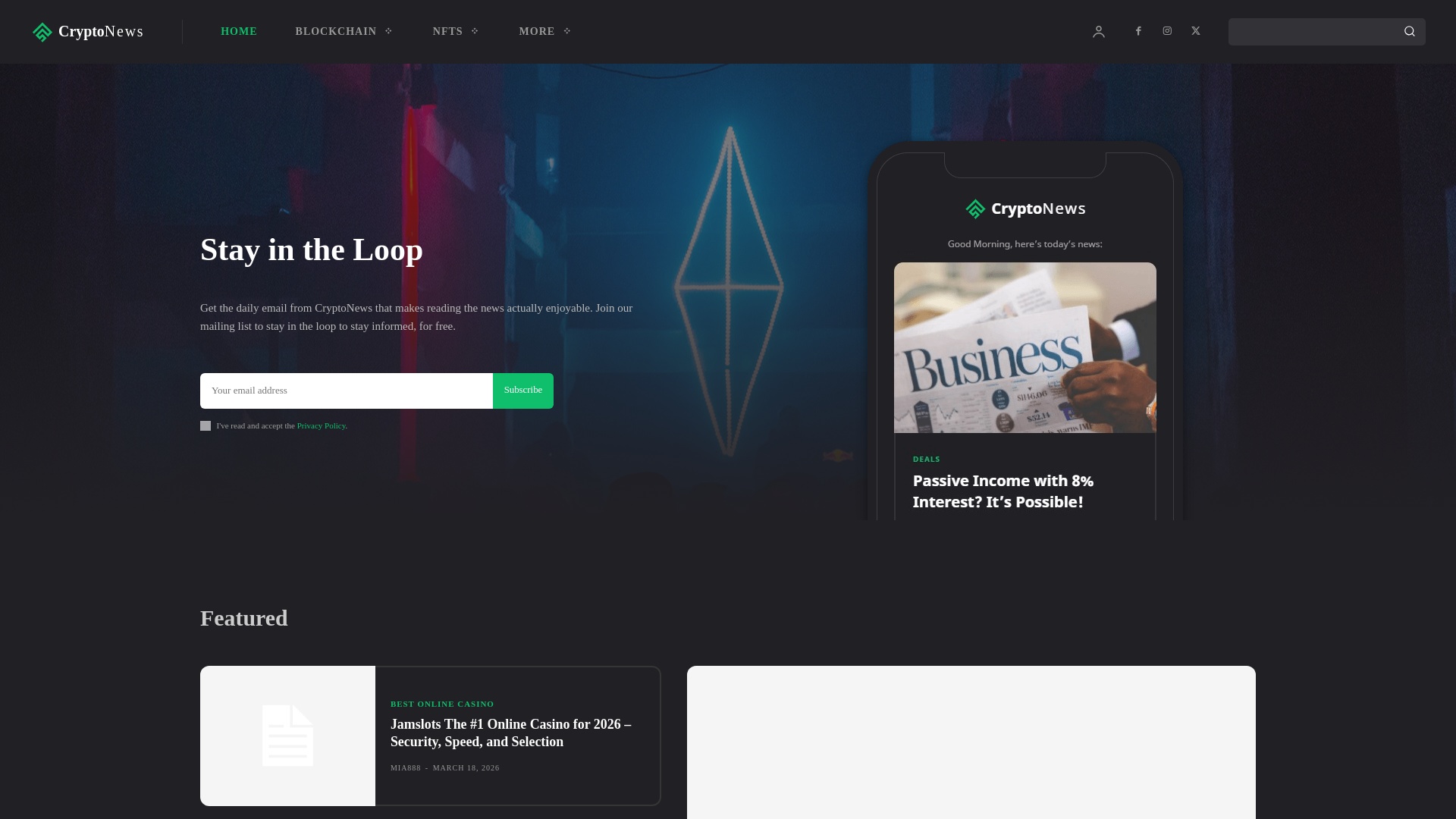 website screenshot of https://jamslots.io/