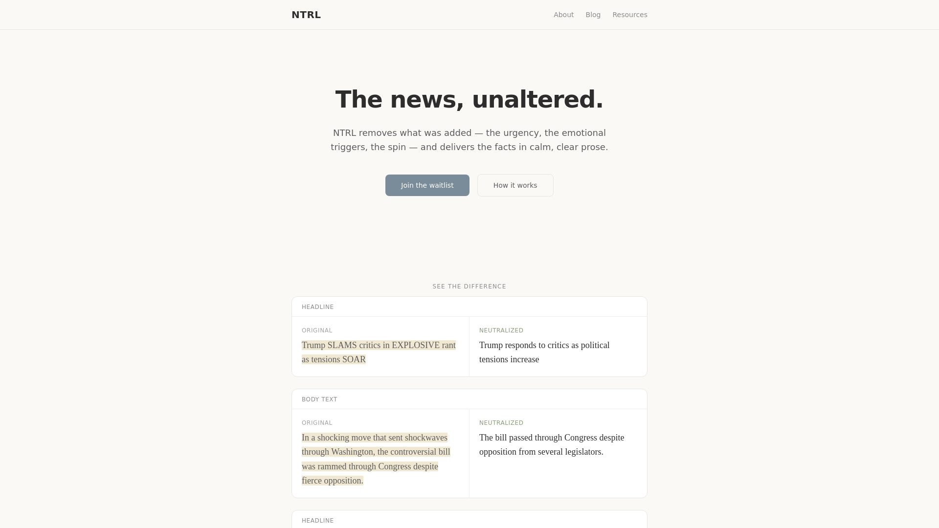 website screenshot of https://ntrl-news.pages.dev/