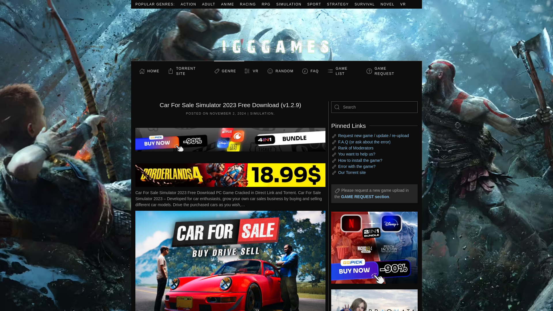 website screenshot of https://igg-games.com/car-for-sale-simulator-267518186-2023-free-download.html