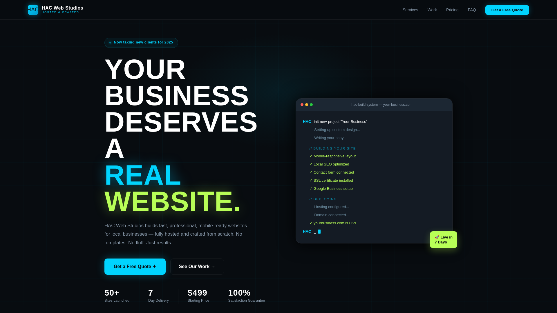 website screenshot of https://hacwebstudios.com/