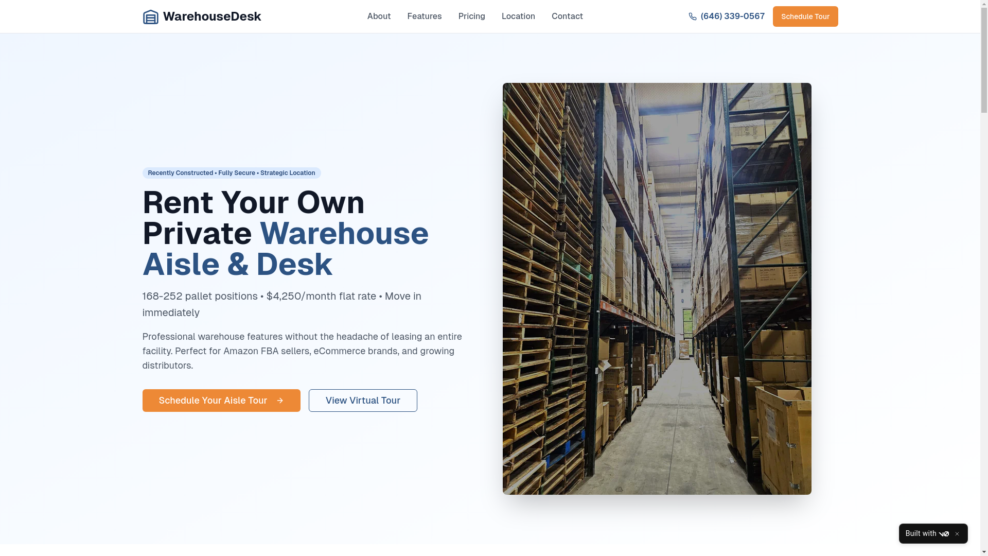 website screenshot of https://warehousedesk.com/