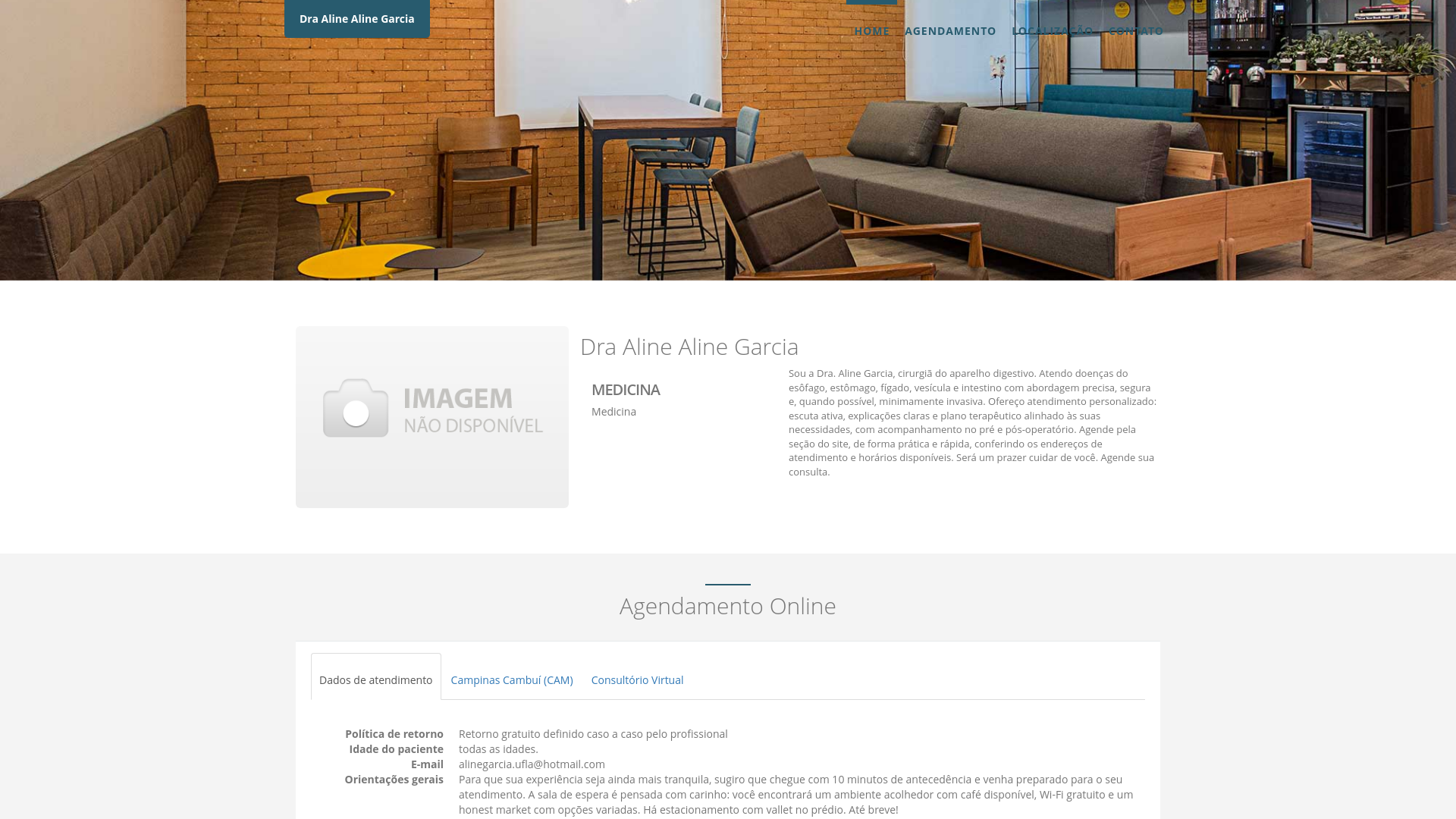 website screenshot of https://draalinegarciagastro.com.br/